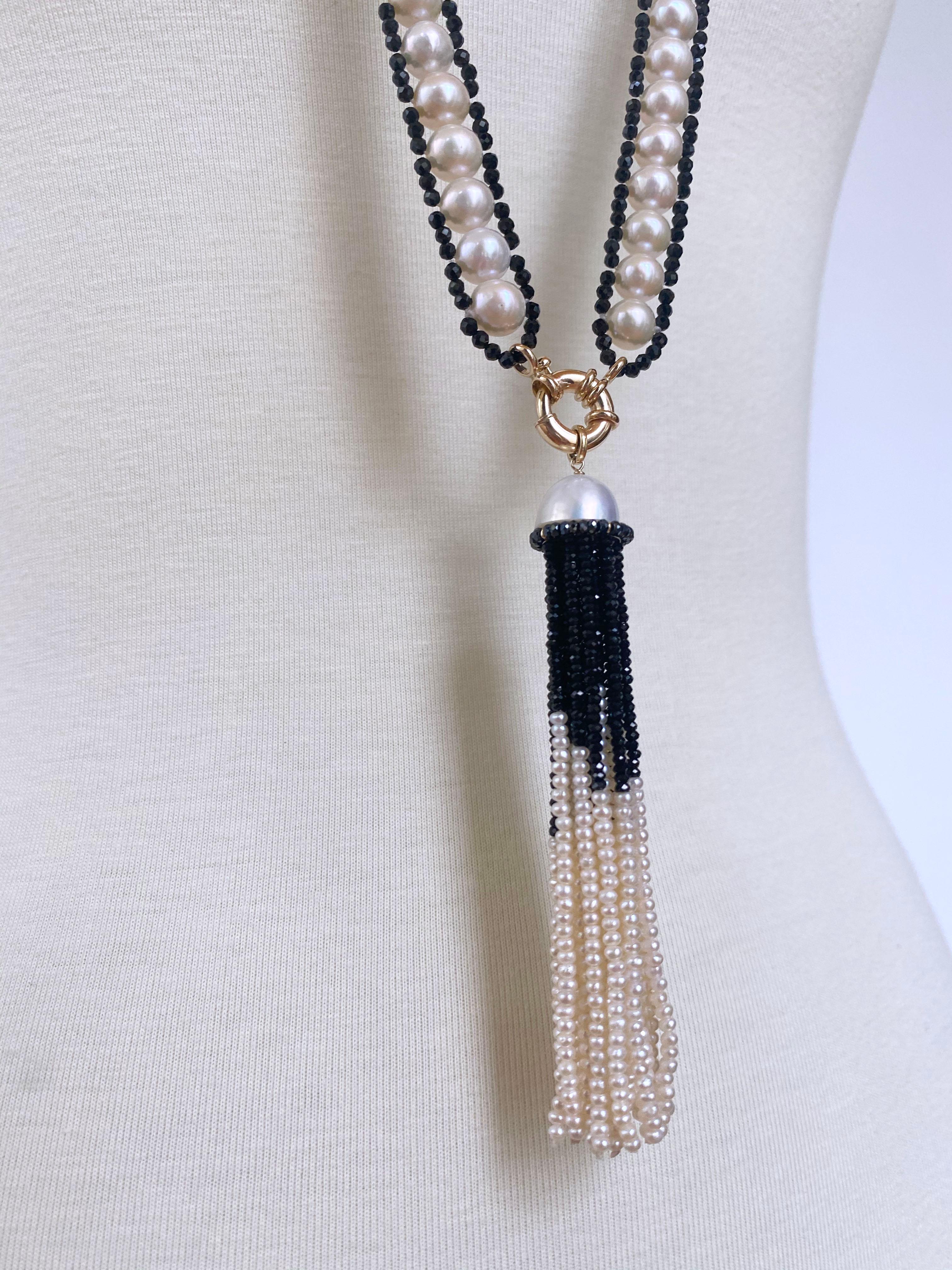 black spinel and pearl necklace