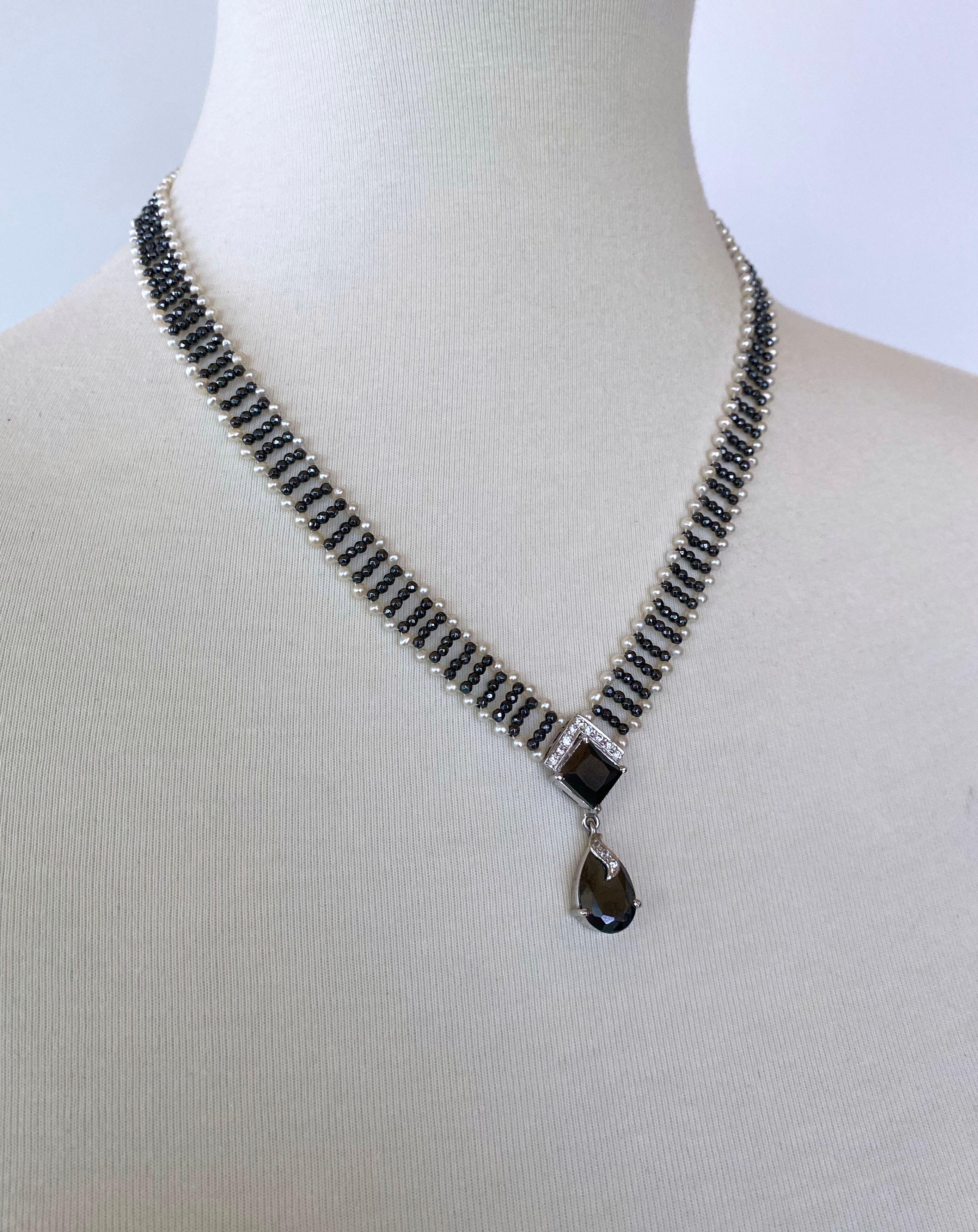 Marina J. Pearl and Hematite Necklace with Diamonds and 14 Karat Gold Clasp 5