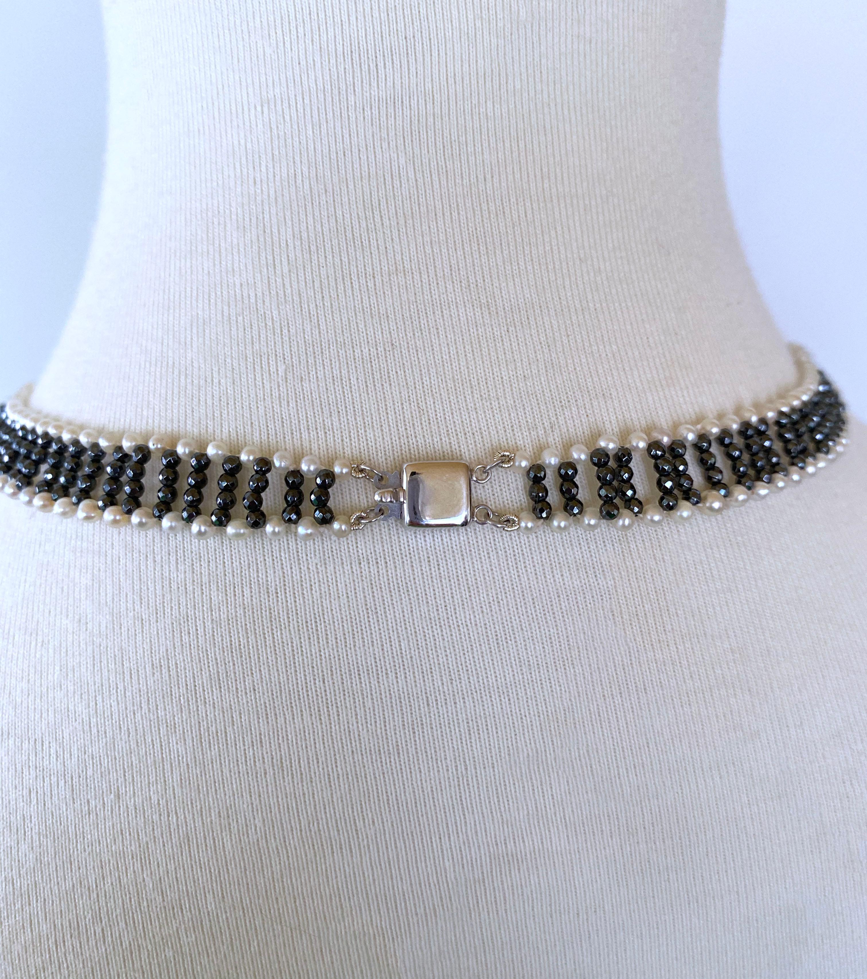 Marina J. Pearl and Hematite Necklace with Diamonds and 14 Karat Gold Clasp 3