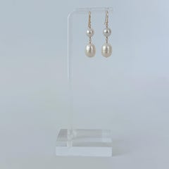 Marina J. Pearl Dangle Bridal Earrings with Solid 14k Yellow Gold
