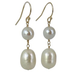 Marina J. Pearl Dangle Bridal Earrings with Solid 14k Yellow Gold
