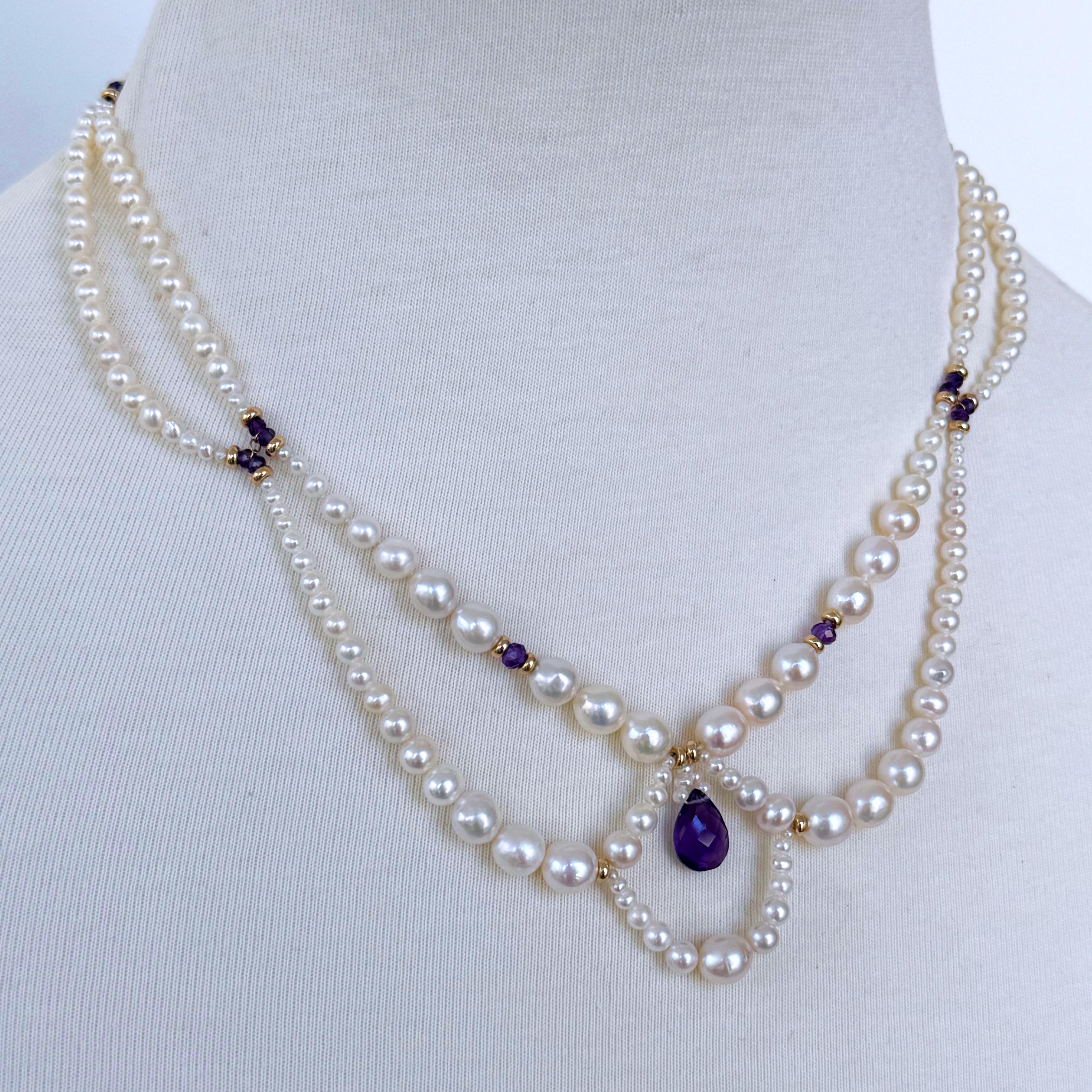 Artisan Marina J. Collier princesse drapé d'améthyste en or jaune 14 carats massif en vente