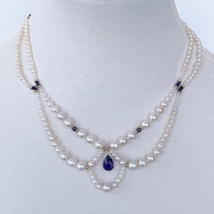 Marina J. Collana di perle con ametista e oro giallo massiccio 14 carati