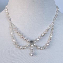 Marina J. Pearl Draped Necklace With Rhodium Silver Findings