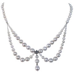 Marina J. Pearl Draped Necklace With Rhodium Silver Findings