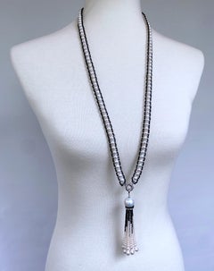 Marina J. Pearl, Faceted Black Spinel & 14k White Gold Sautoir