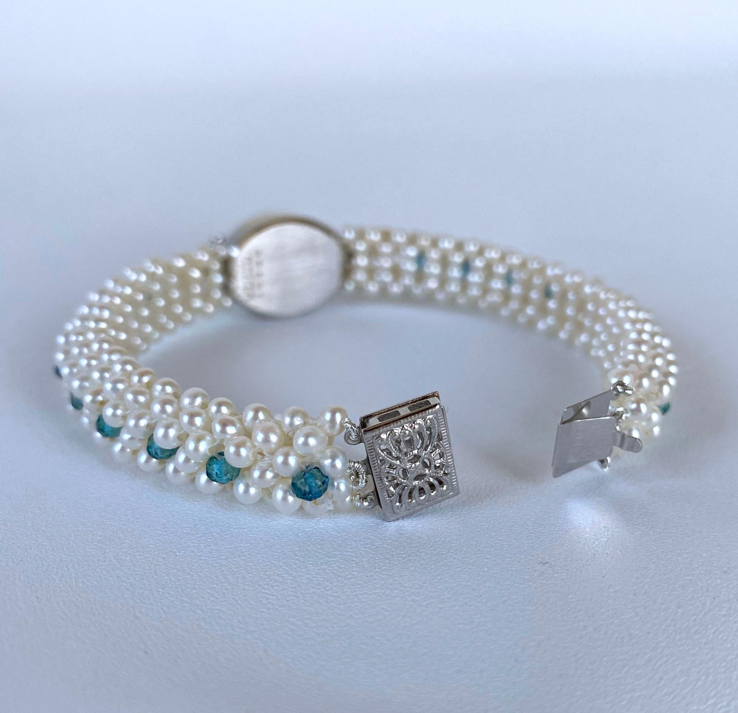pearl and blue topaz bracelet