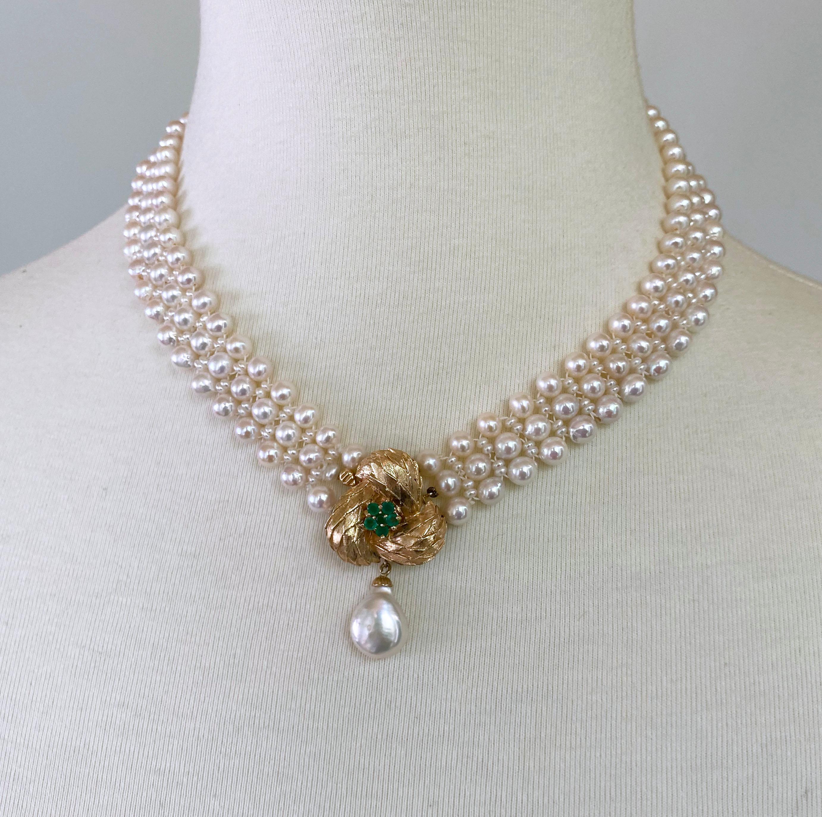 Marina J. Perlenkette mit Vintage-Perlenkette aus 14k Gelbgold und Smaragd in der Mitte aus Kristall im Zustand „Neu“ im Angebot in Los Angeles, CA