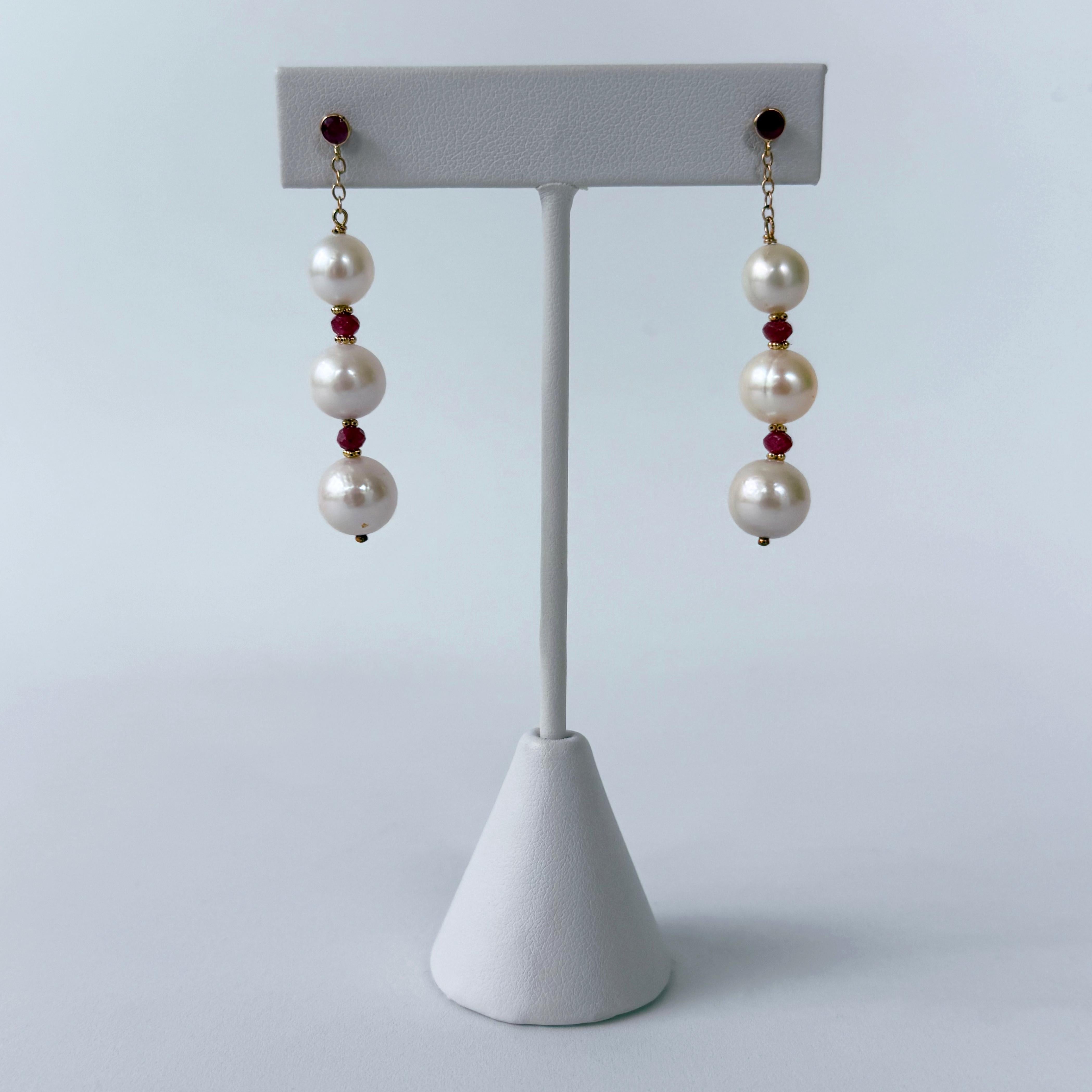 Marina J. Pearl, Ruby & 14k Yellow Gold Dangle Earrings Neuf - En vente à Los Angeles, CA
