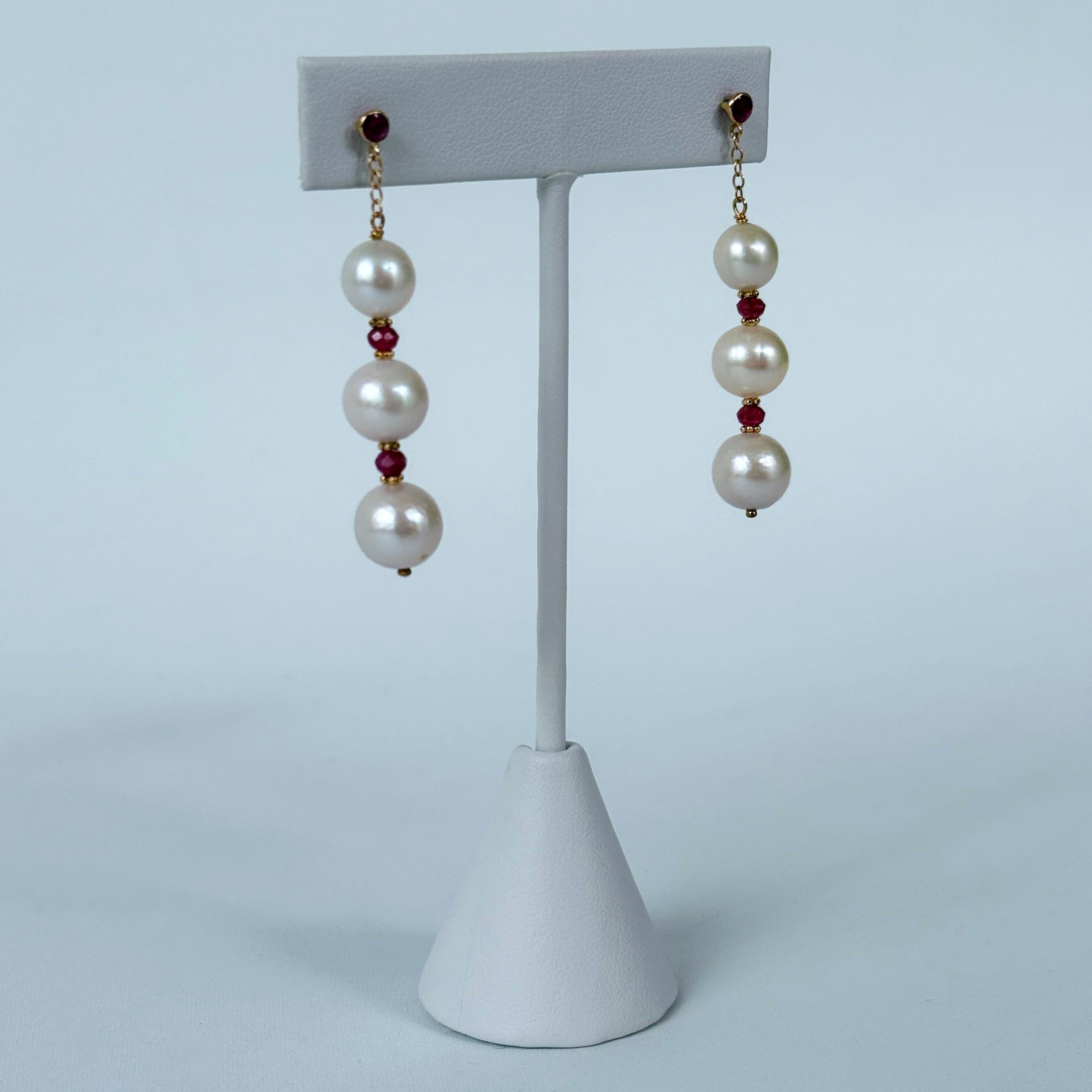 Marina J. Pearl, Ruby & 14k Yellow Gold Dangle Earrings Pour femmes en vente