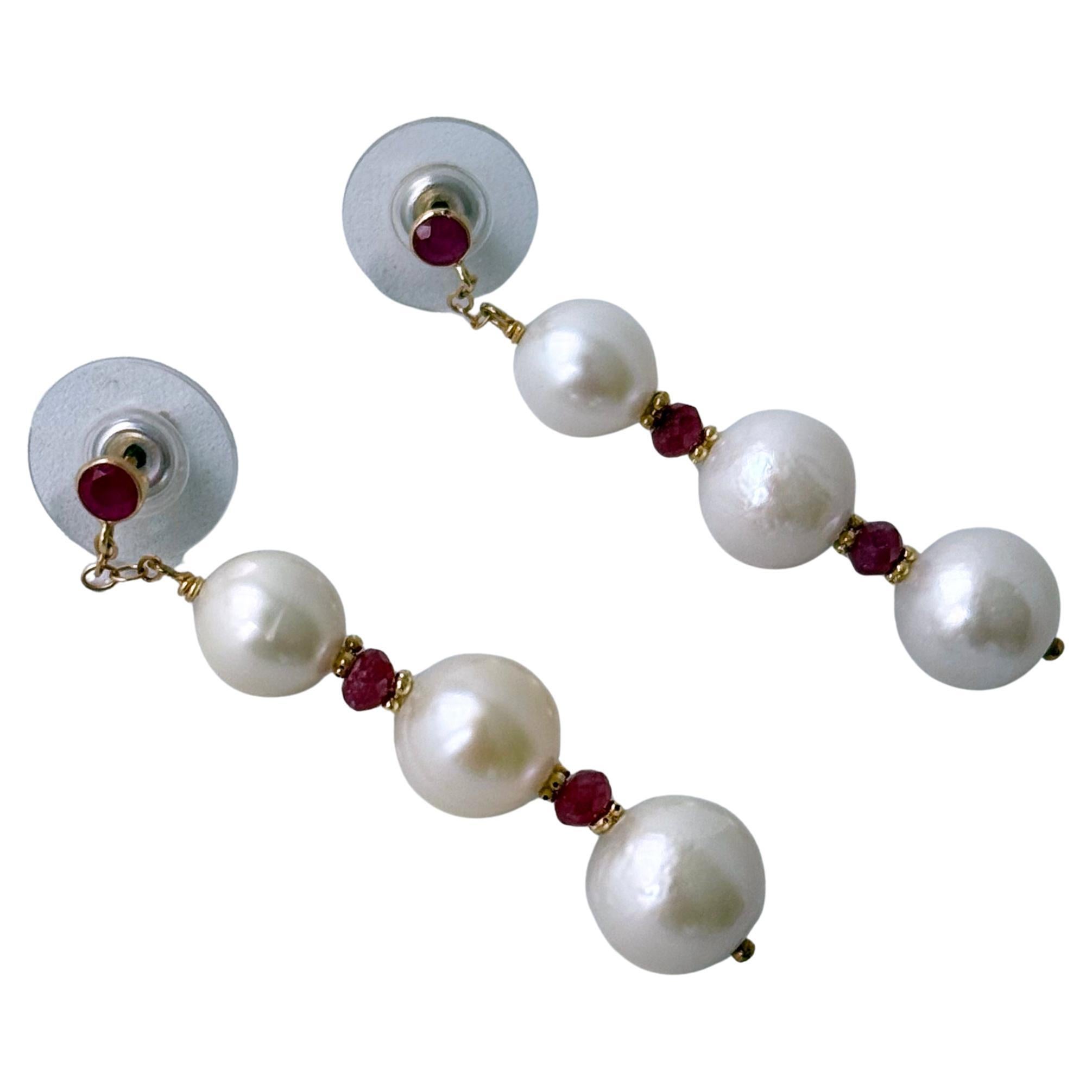 Marina J. Pearl, Ruby & 14k Yellow Gold Dangle Earrings en vente