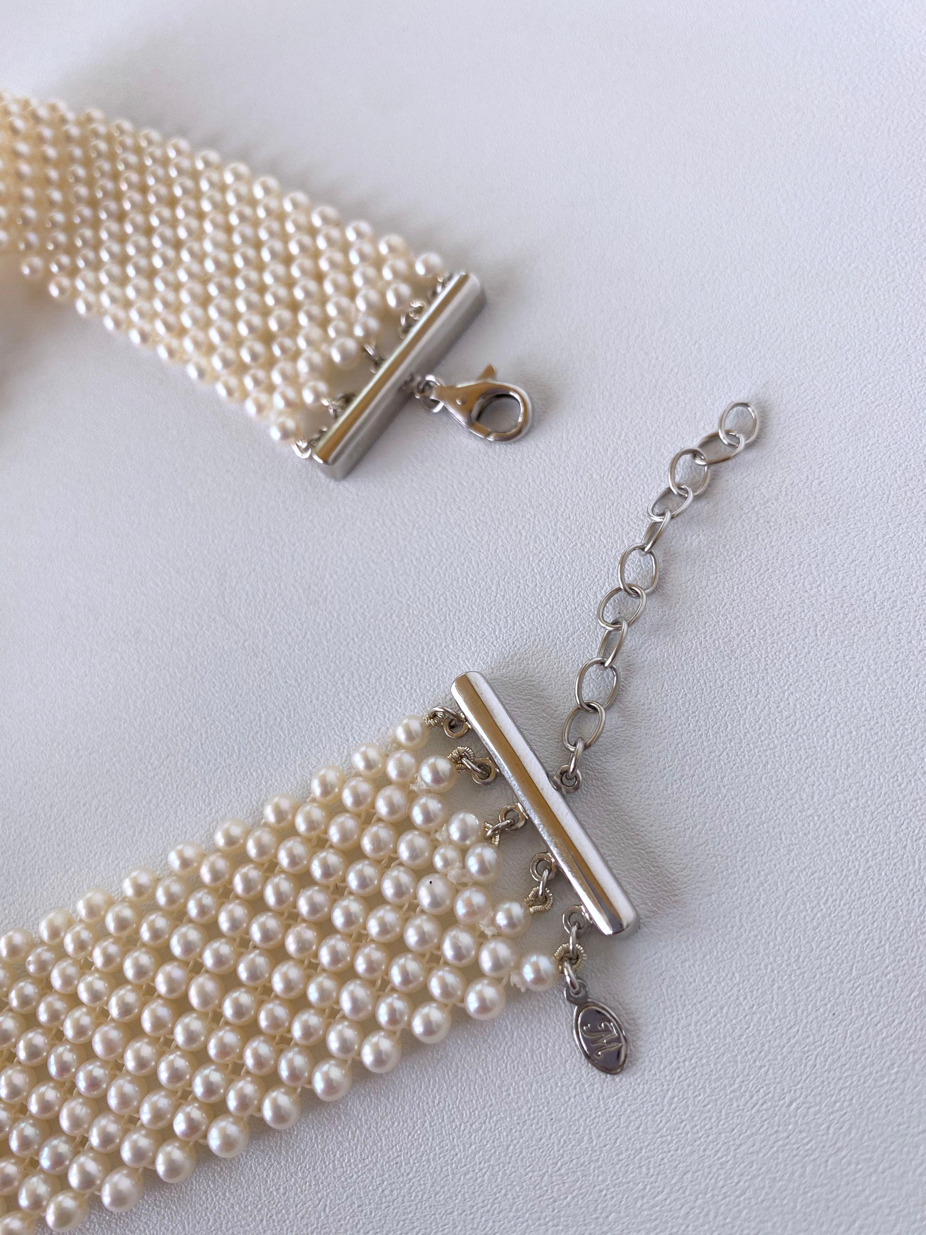Marina J., Perlen- und Saphir-Halskette mit Vintage-Mittelstück und 14K Weißgold im Angebot 1