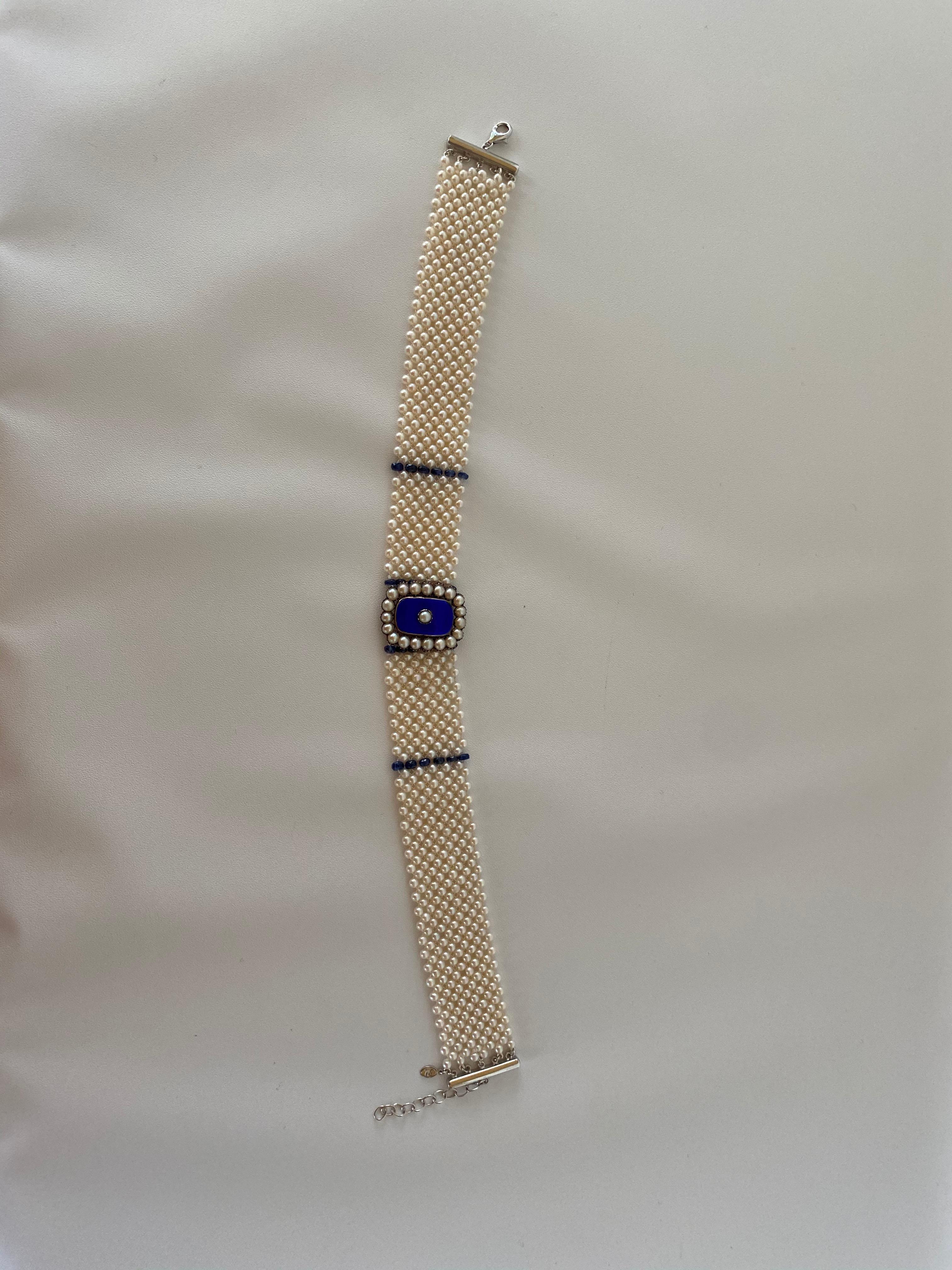 Marina J. Pearl & Sapphire Choker with Vintage Centerpiece and 14K White Gold For Sale 1