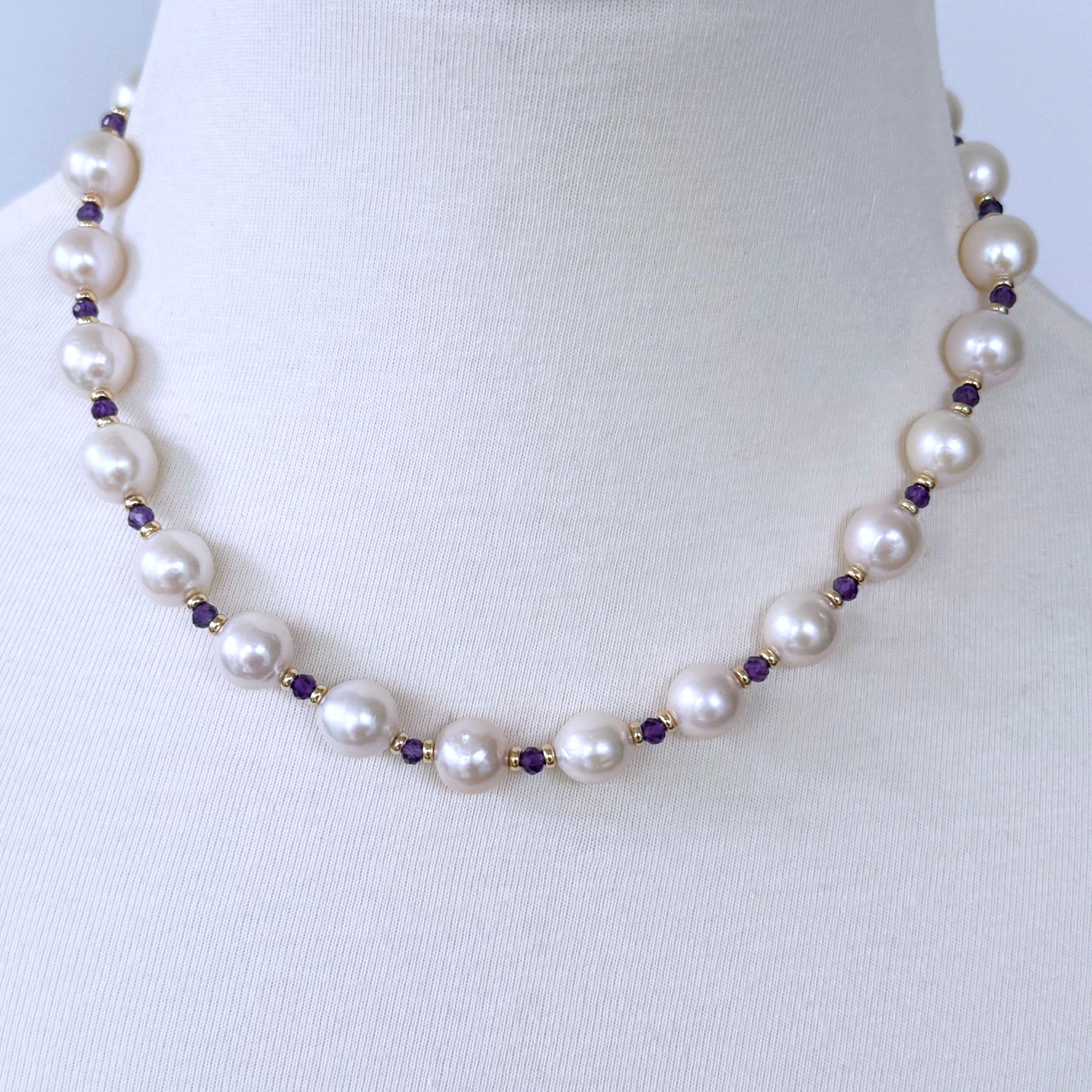 Marina J. Perlenkette aus massivem 14-karätigem Gold mit abnehmbarem Amethystkern im Angebot 5