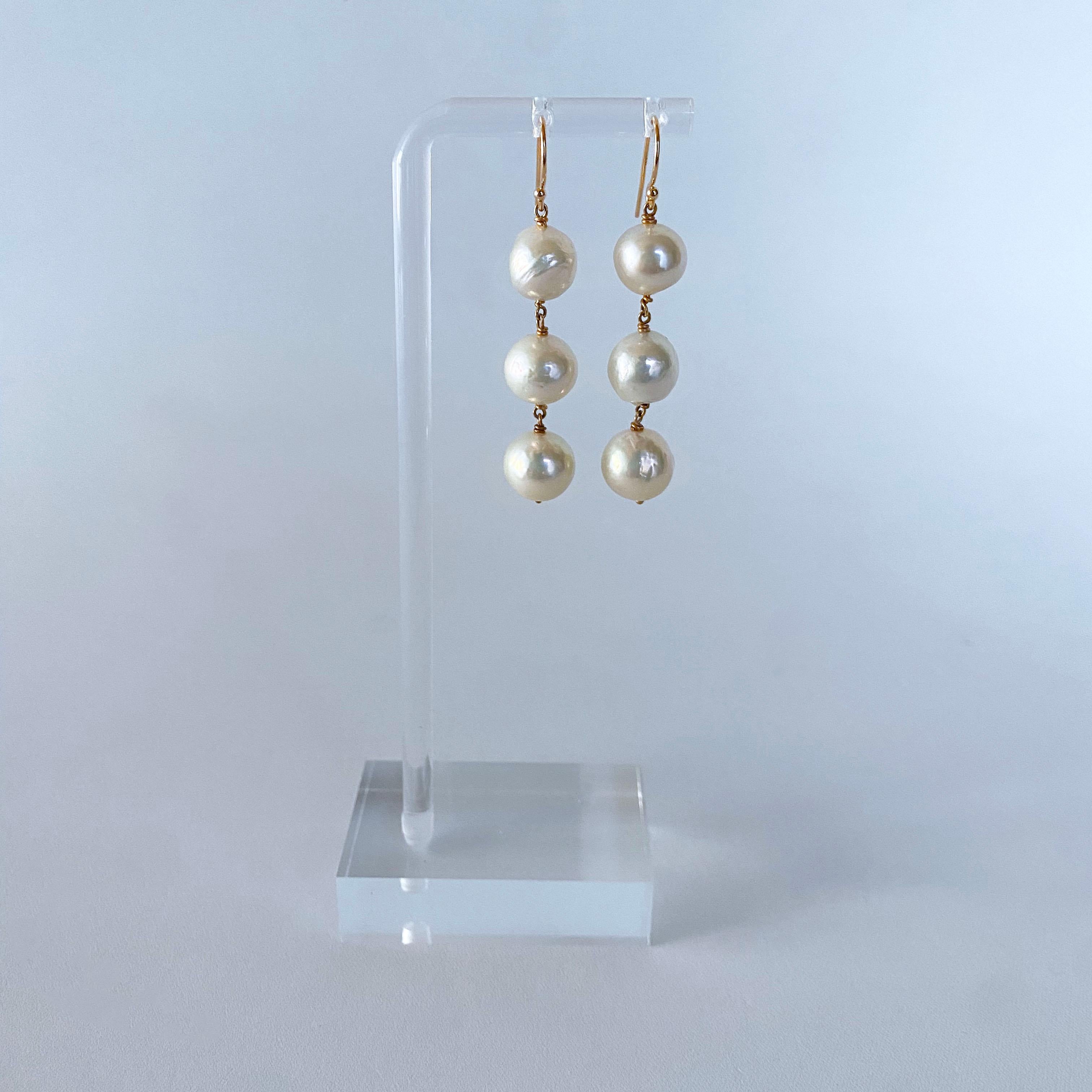 Artisan Marina J. Pearl & Solid 14k Yellow Gold Earrings  For Sale