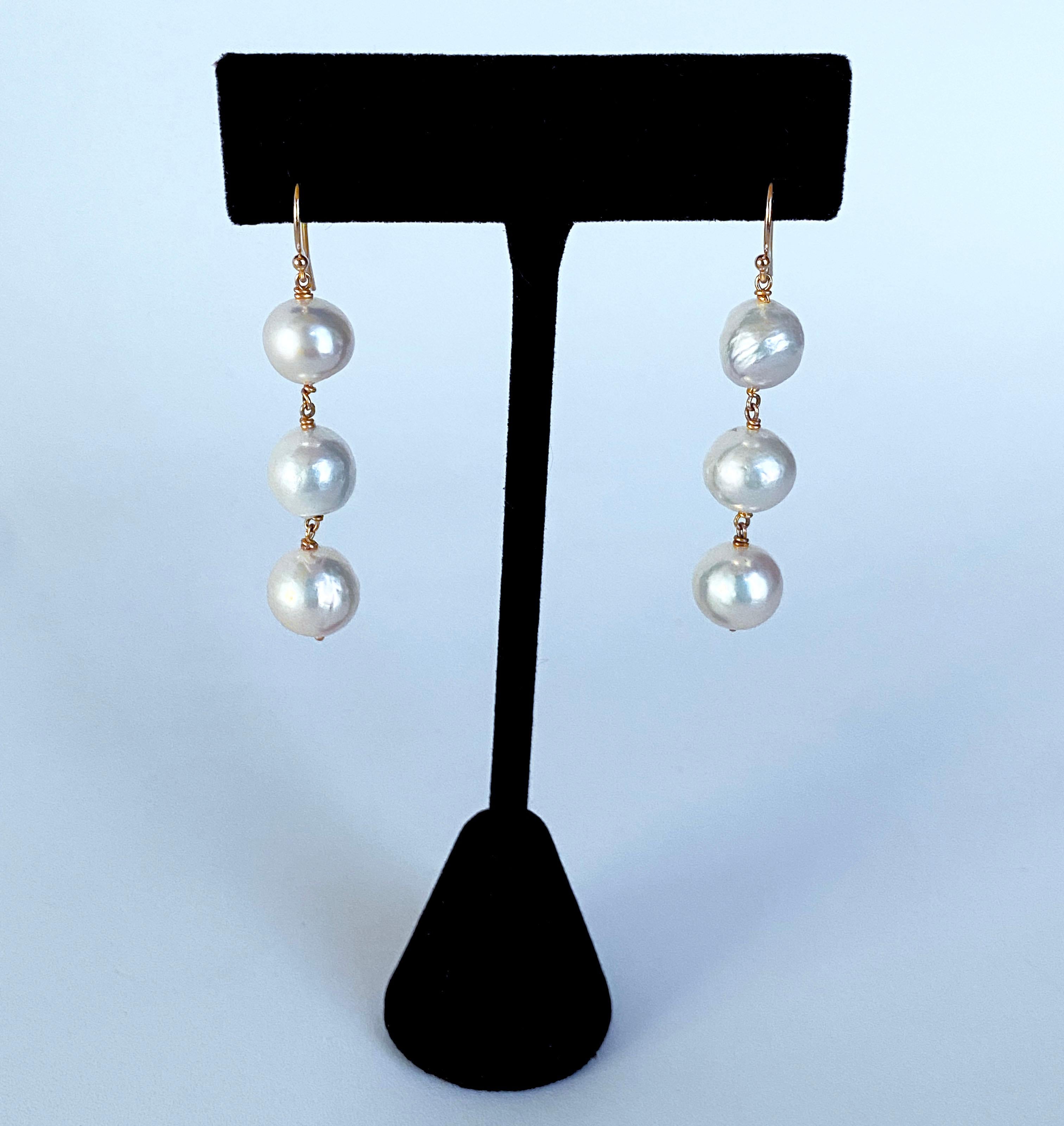 Boucles d'oreilles en or jaune 14k et perles de Marina J.  Neuf - En vente à Los Angeles, CA