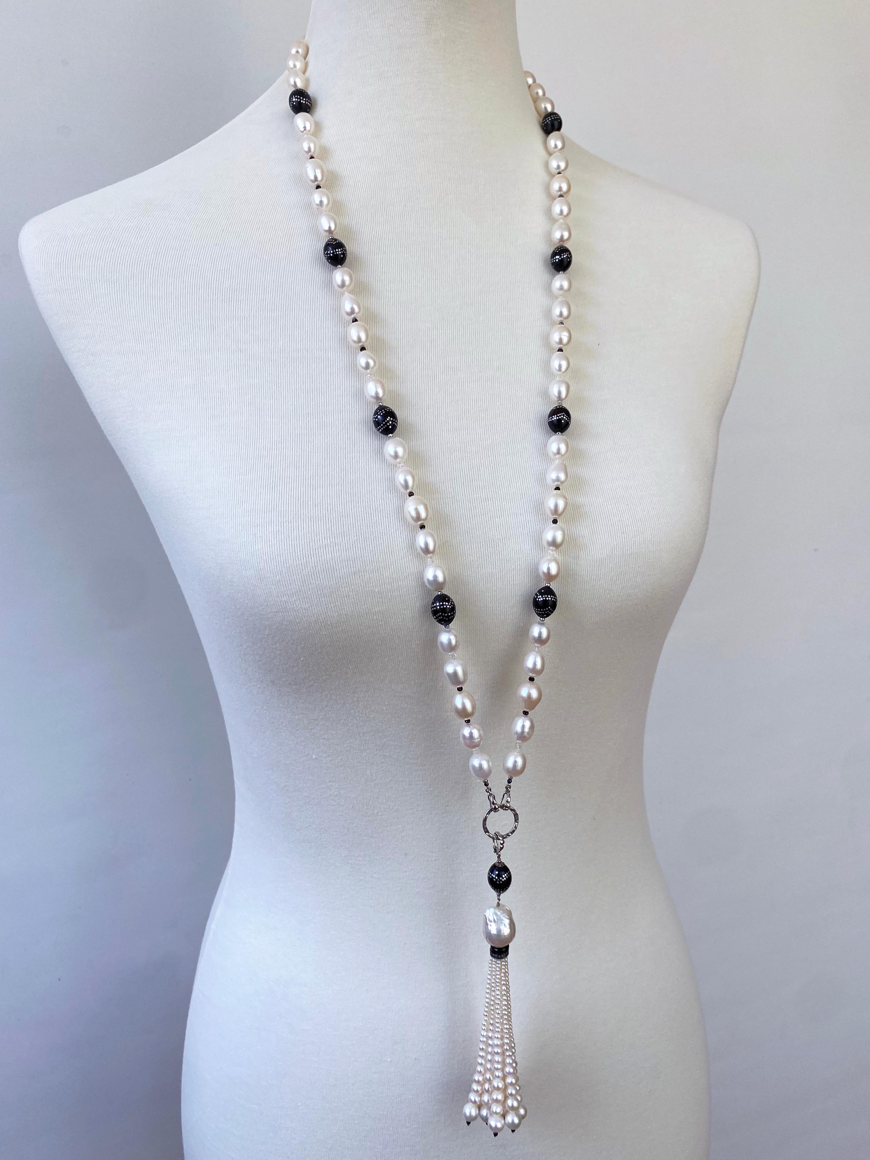 Artisan Marina J. Pearl, Solid White Gold & Vintage silver inlaid 