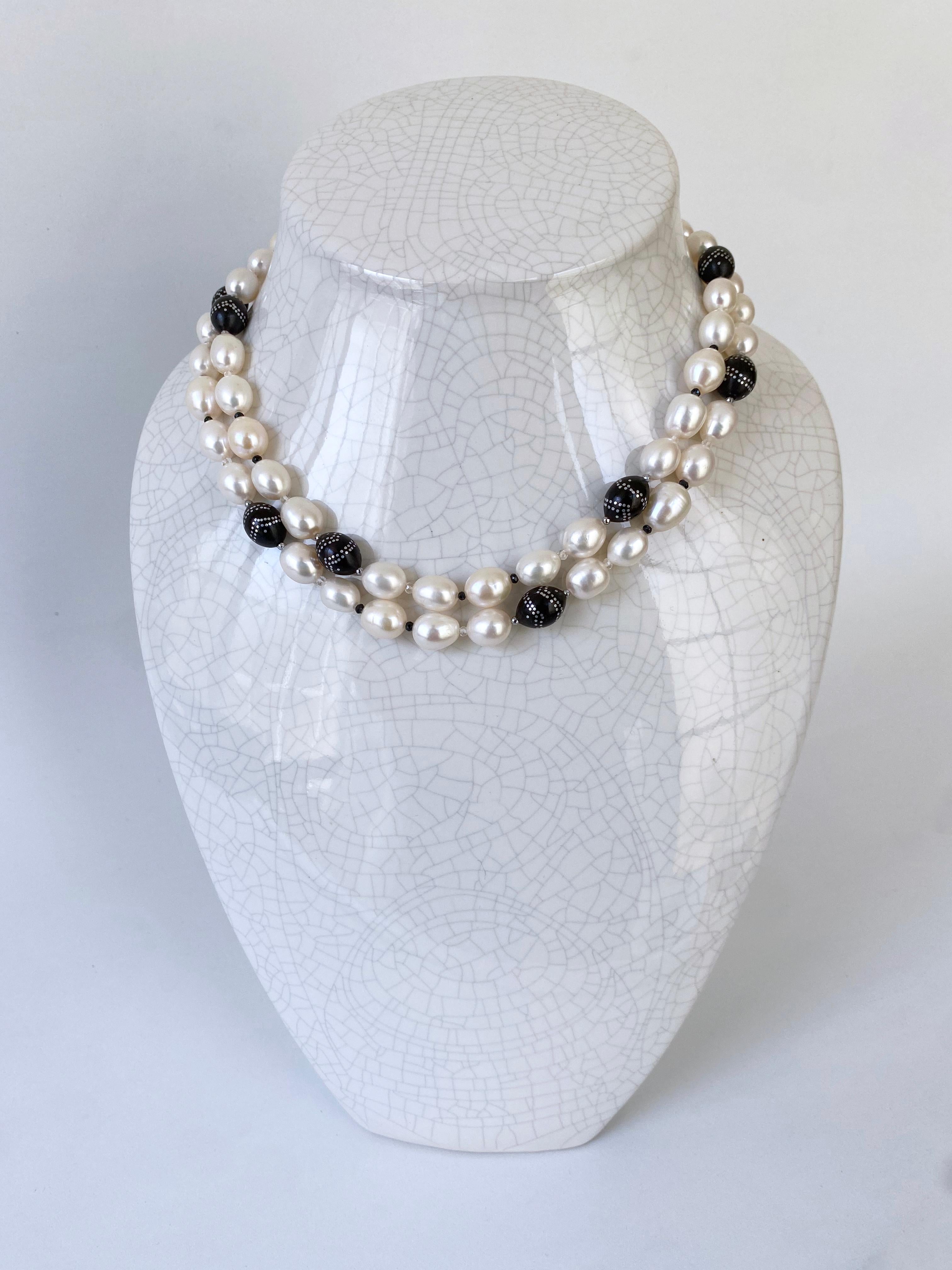 Women's or Men's Marina J. Pearl, Solid White Gold & Vintage silver inlaid 