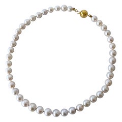 Marina J. Pearl Strung Necklace With 18k Yellow Gold Ball Clasp