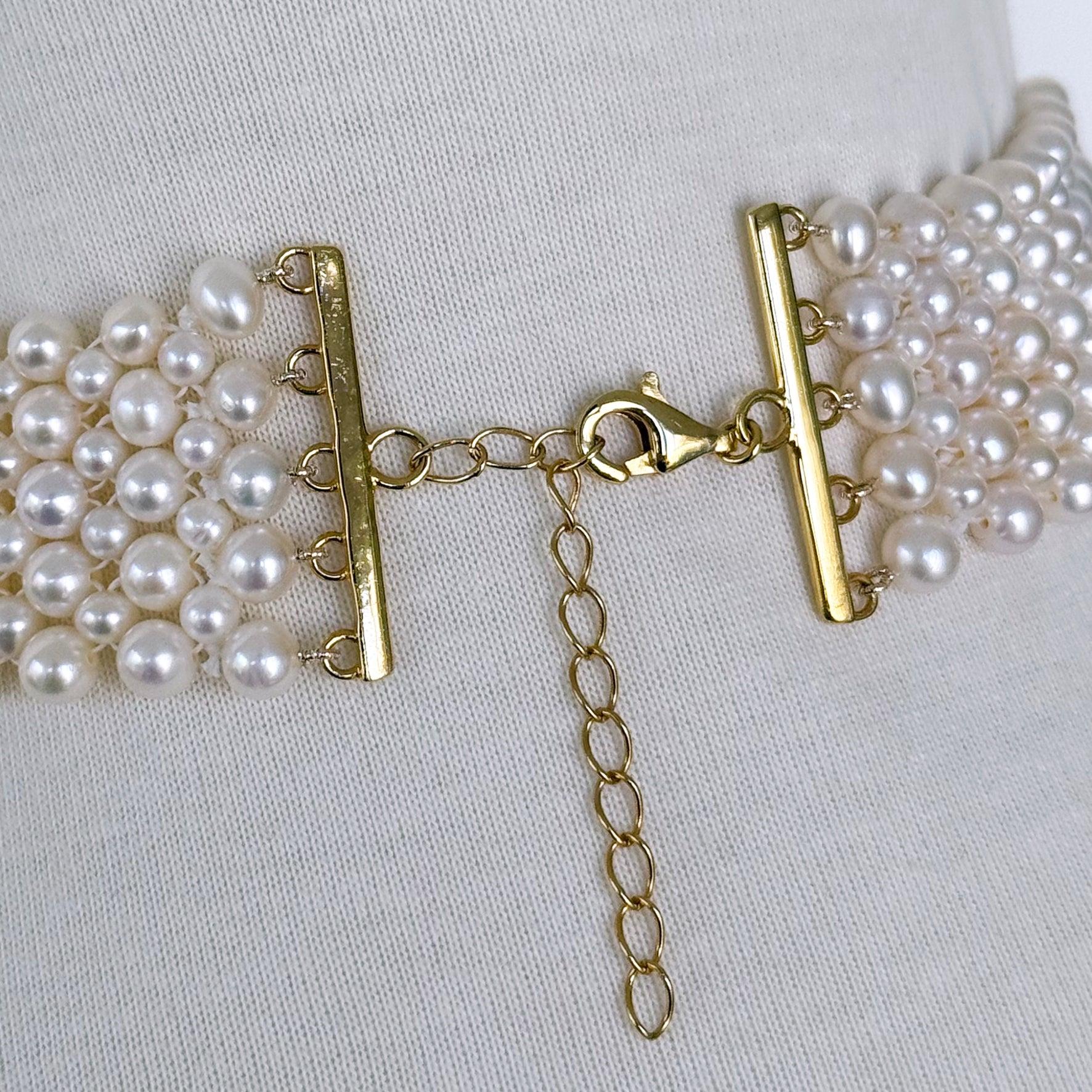 Marina J. Pearl Woven Bridal Choker with Adjustable Clasp (Moderne) im Angebot