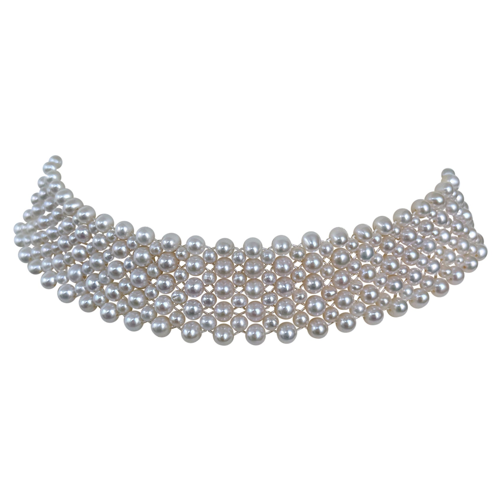 Marina J. Pearl Woven Bridal Choker with Adjustable Clasp