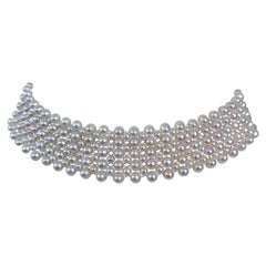 Marina J. Pearl Woven Bridal Choker with Adjustable Clasp