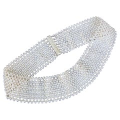 Marina J. Pearl Woven Bridal Choker with Rhodium Silver