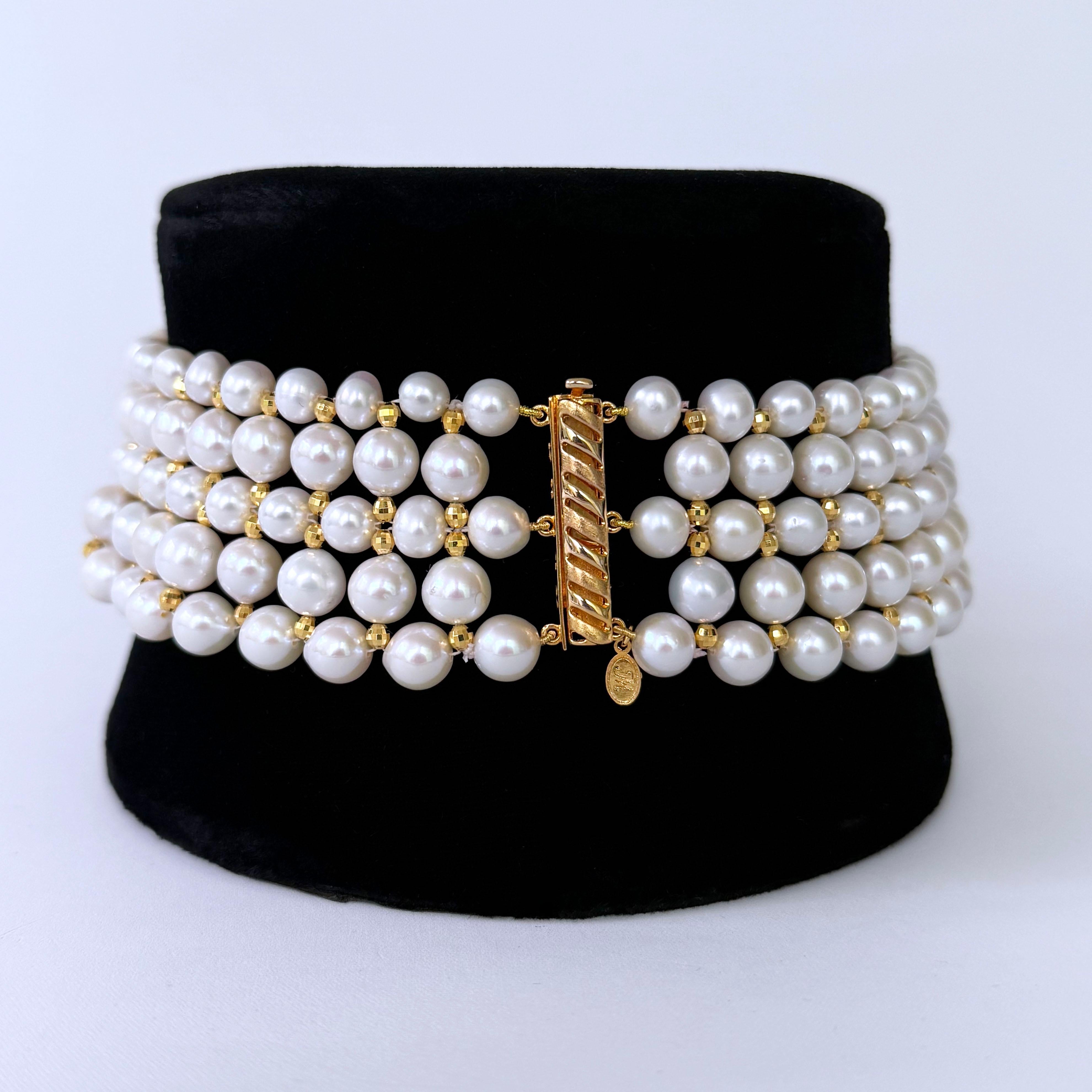 Marina J. Girocollo di perle intrecciate con perline sfaccettate placcate in oro giallo 18k In condizioni Nuovo in vendita a Los Angeles, CA