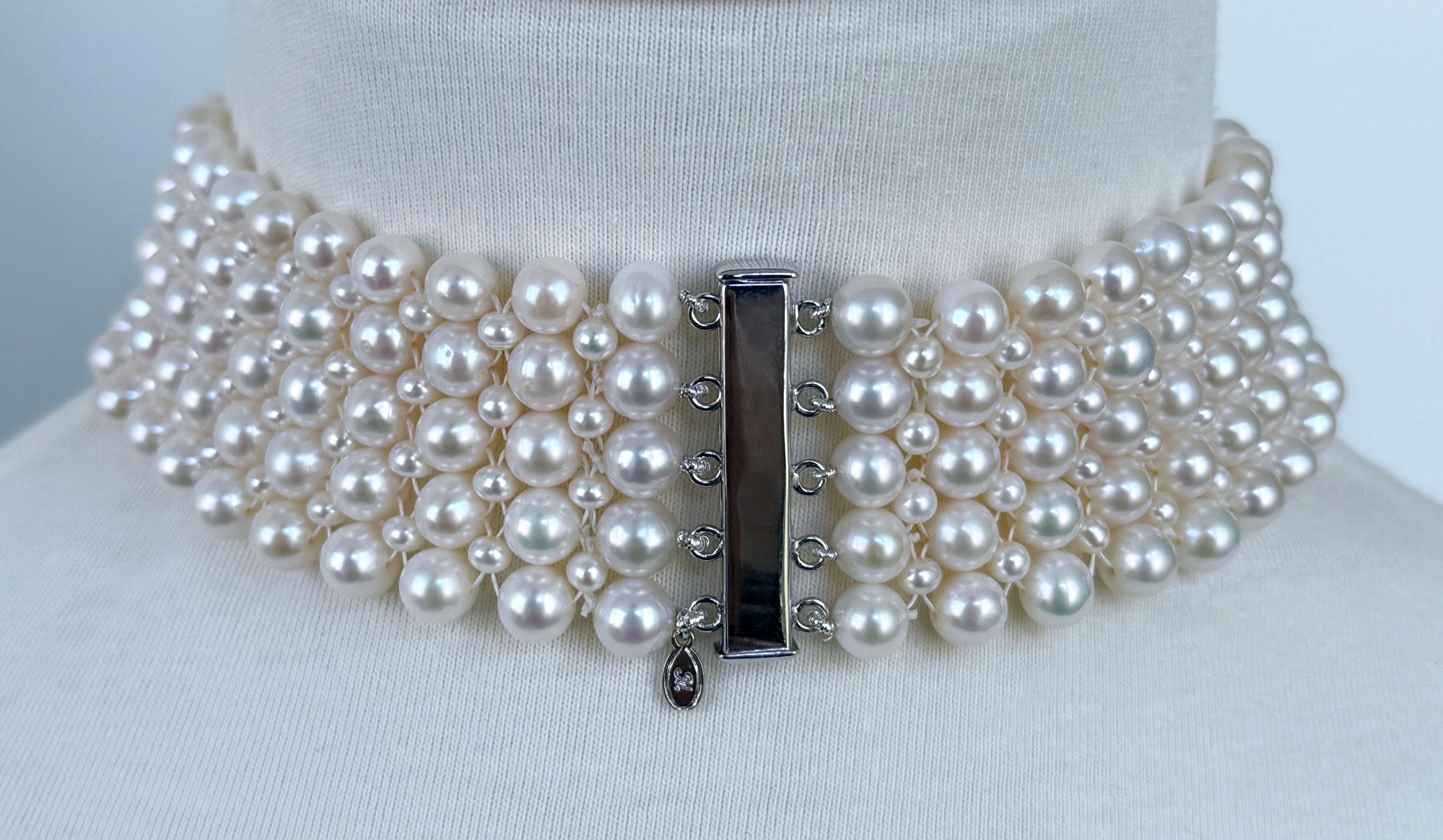 Marina J. Perlen-Gewebtes Choker mit Schiebe- Magnetic-Verschluss (Kunsthandwerker*in) im Angebot
