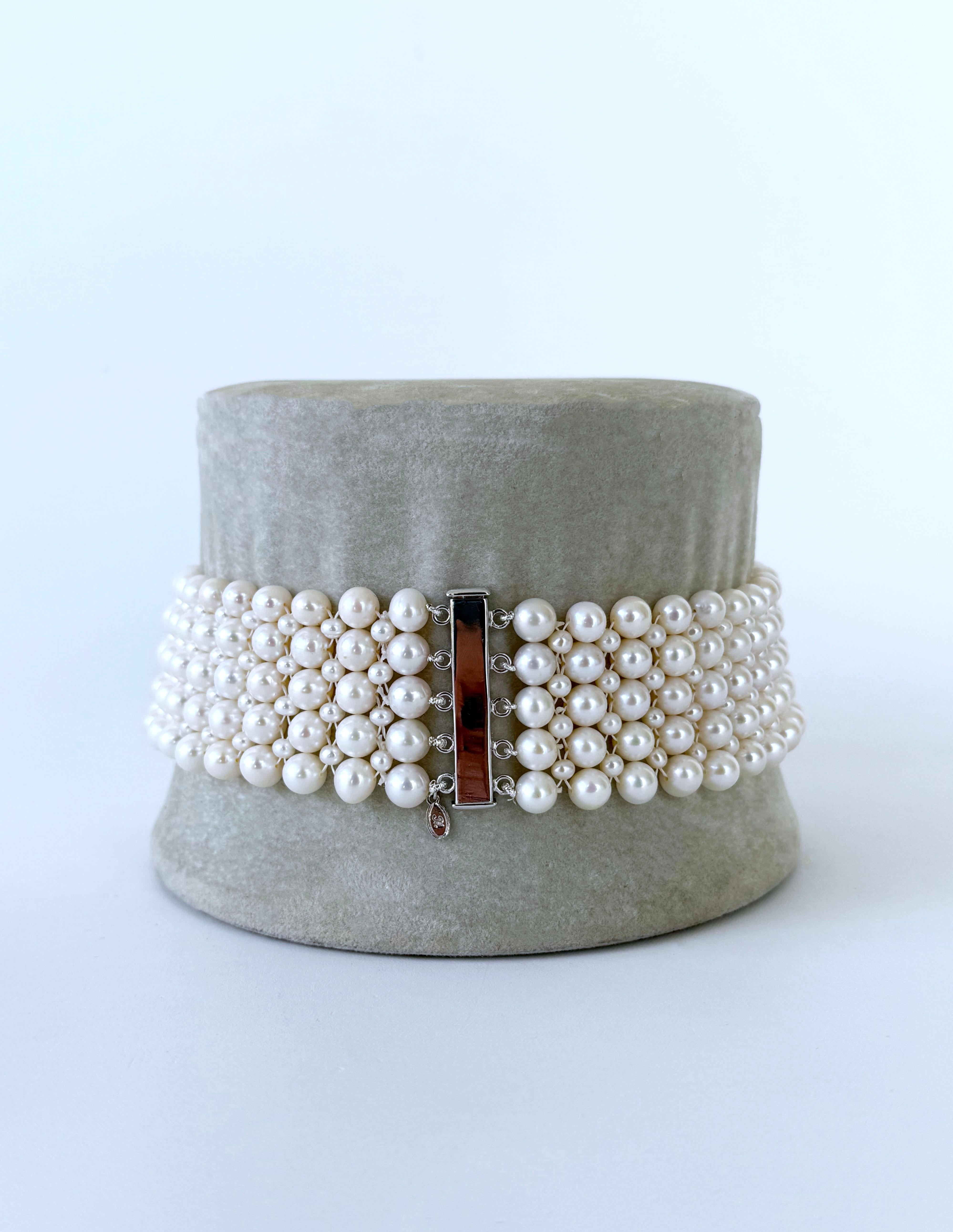 Marina J. Perlen-Gewebtes Choker mit Schiebe- Magnetic-Verschluss Damen im Angebot