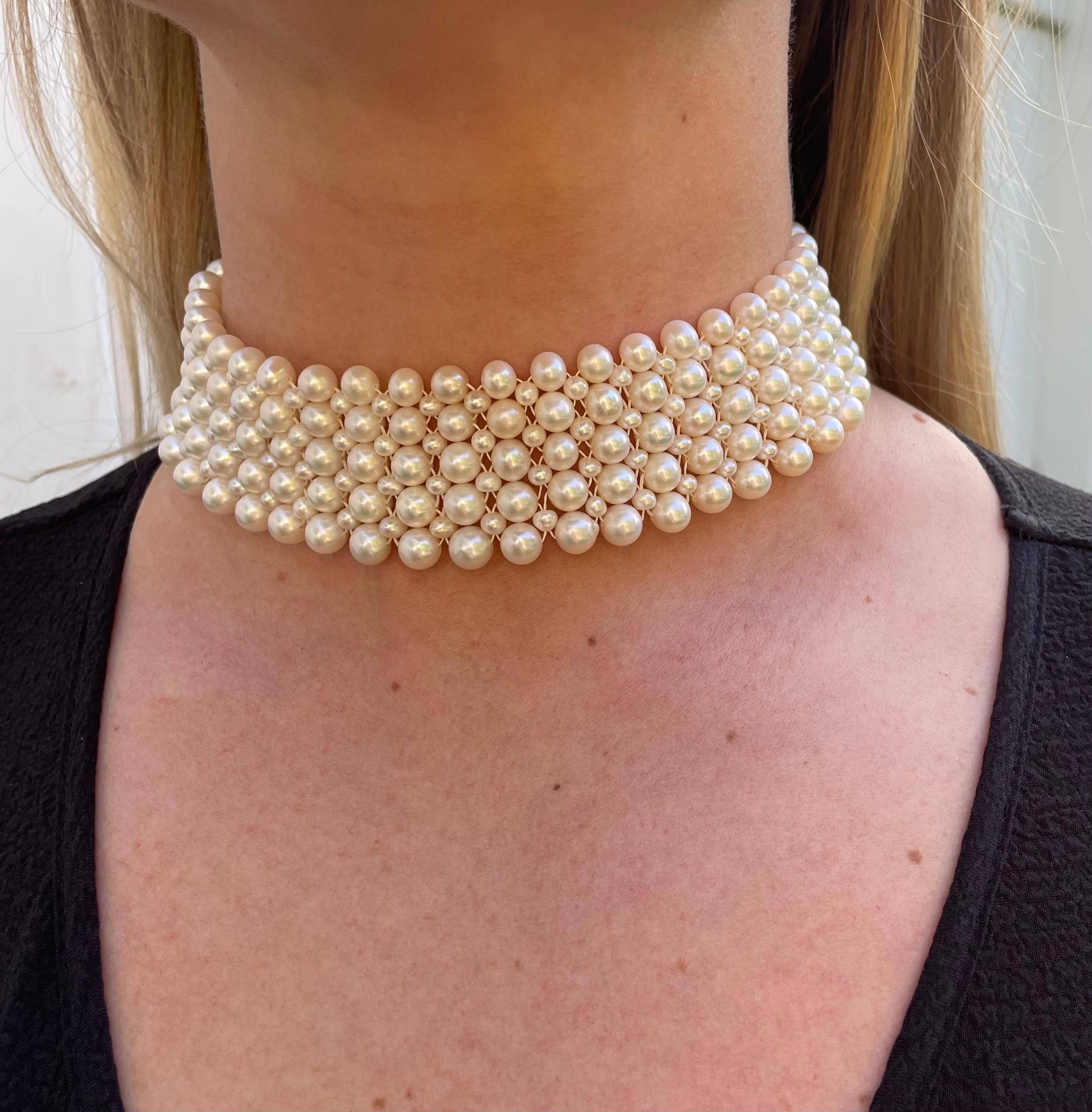 Marina J. Perlen-Gewebtes Choker mit Schiebe- Magnetic-Verschluss im Zustand „Neu“ im Angebot in Los Angeles, CA