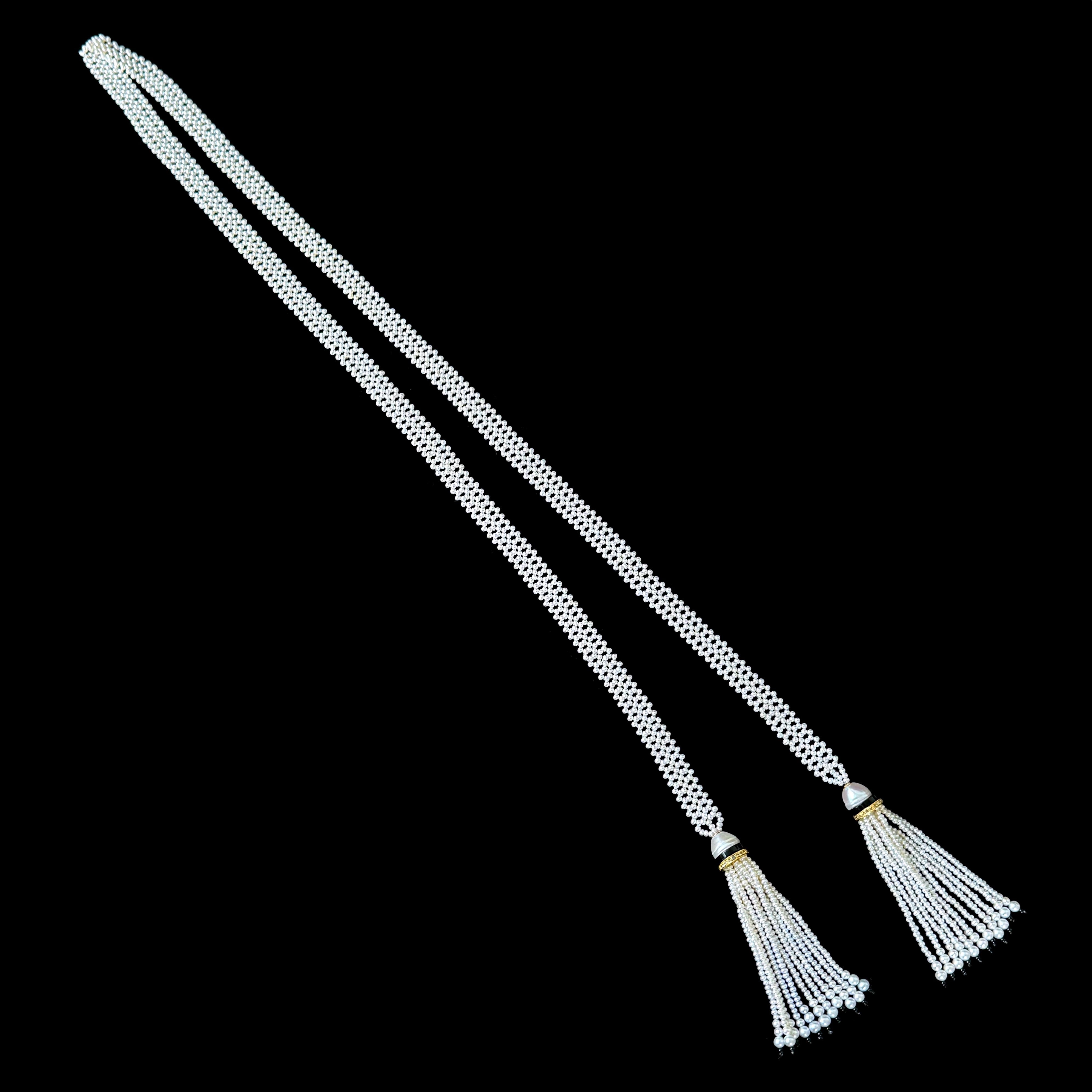 Marina J. Sautoir con perle intrecciate con oro e diamanti In condizioni Nuovo in vendita a Los Angeles, CA