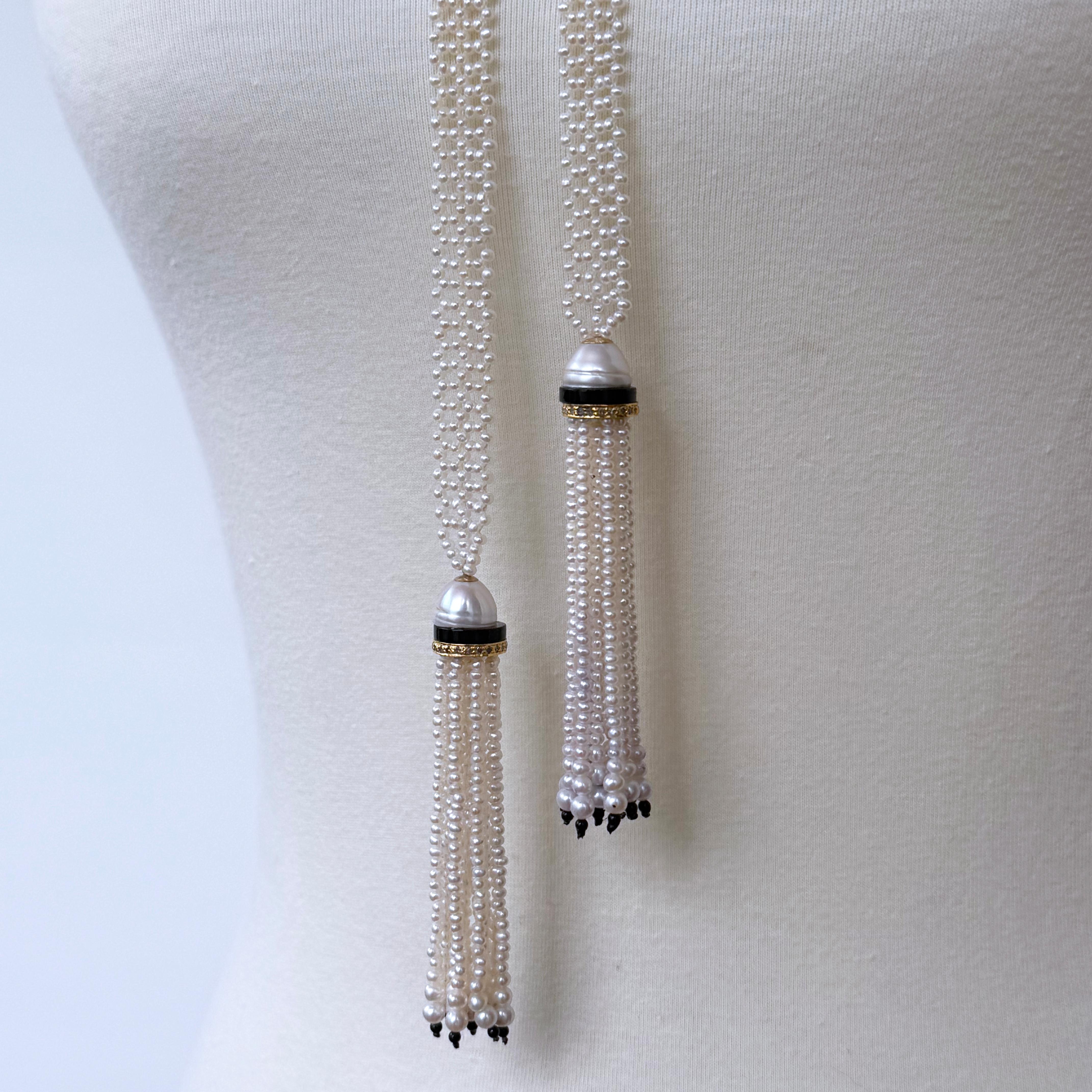 Marina J. Sautoir con perle intrecciate con oro e diamanti in vendita 1