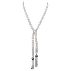 Marina J. Pearl Woven Lariat Sautoir With Gold & Diamonds