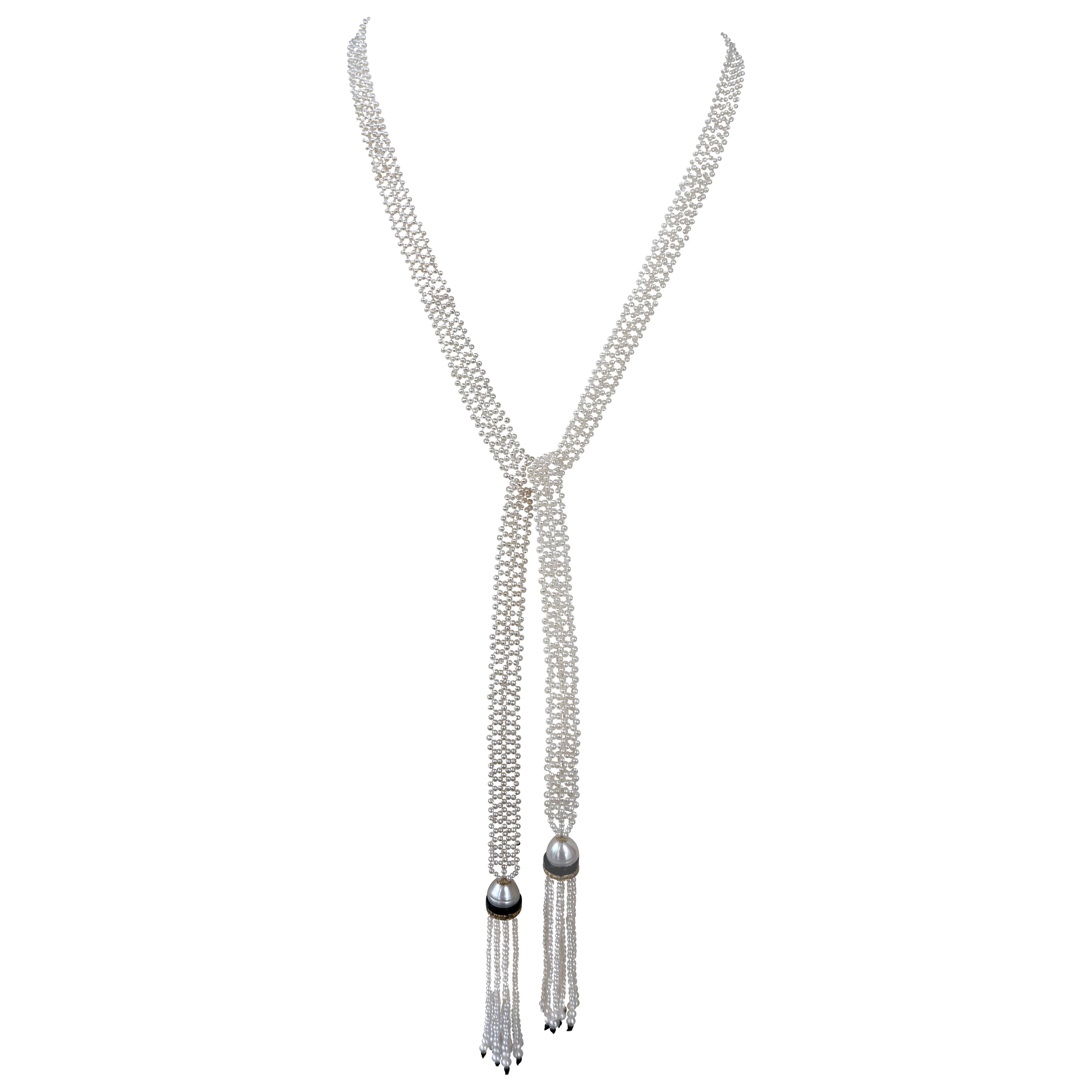 Marina J. Sautoir en perles tressées avec or et diamants