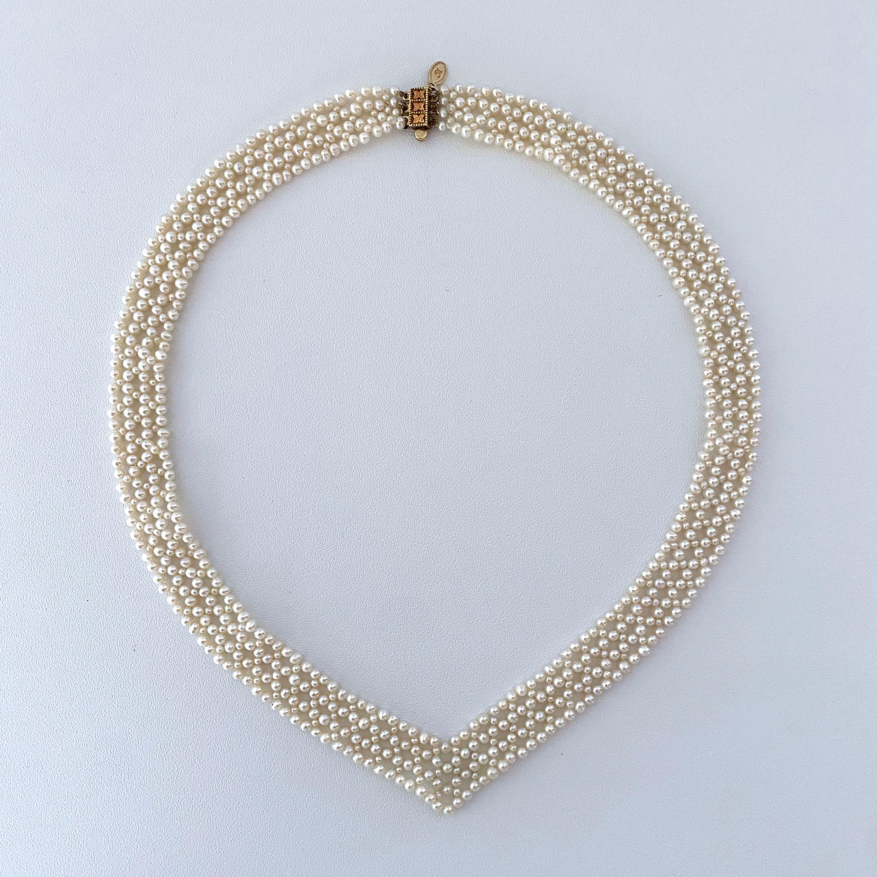 Marina J. Collier tissé en perles avec broche vintage en saphir bleu 14 carats et perles en vente 2