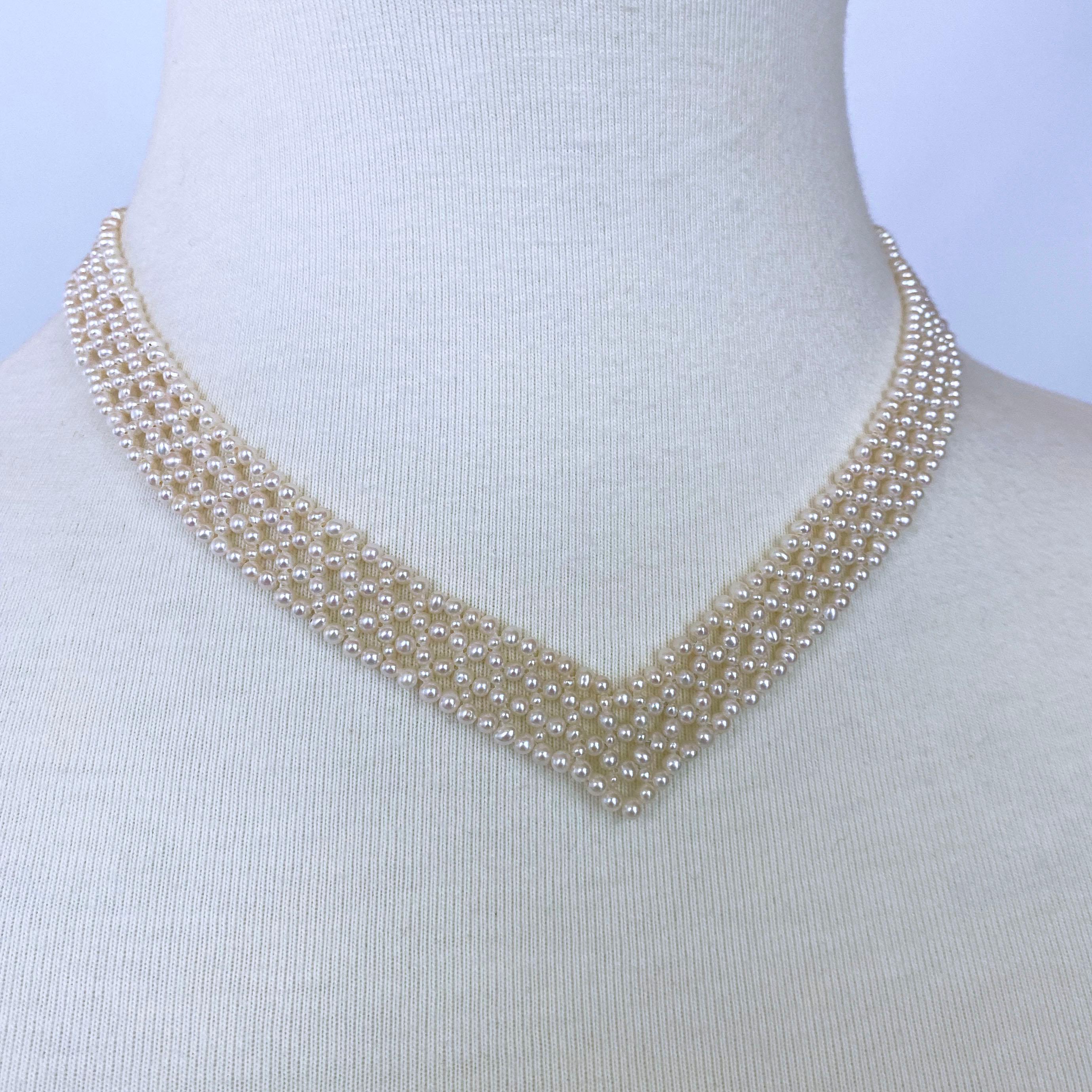 Perle Marina J. Collier tissé en perles avec broche vintage en saphir bleu 14 carats et perles en vente