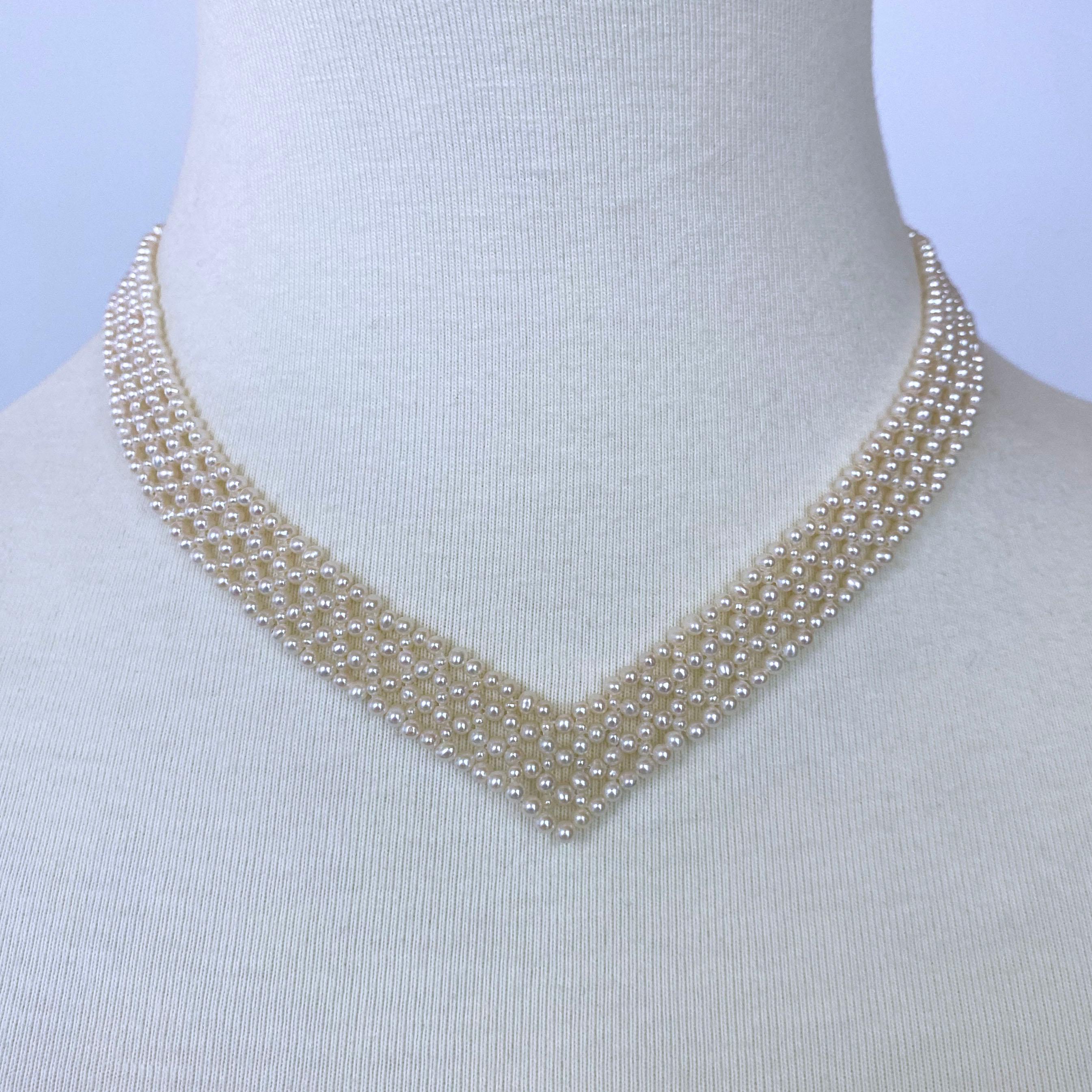 Marina J. Collier tissé en perles avec broche vintage en saphir bleu 14 carats et perles en vente 4
