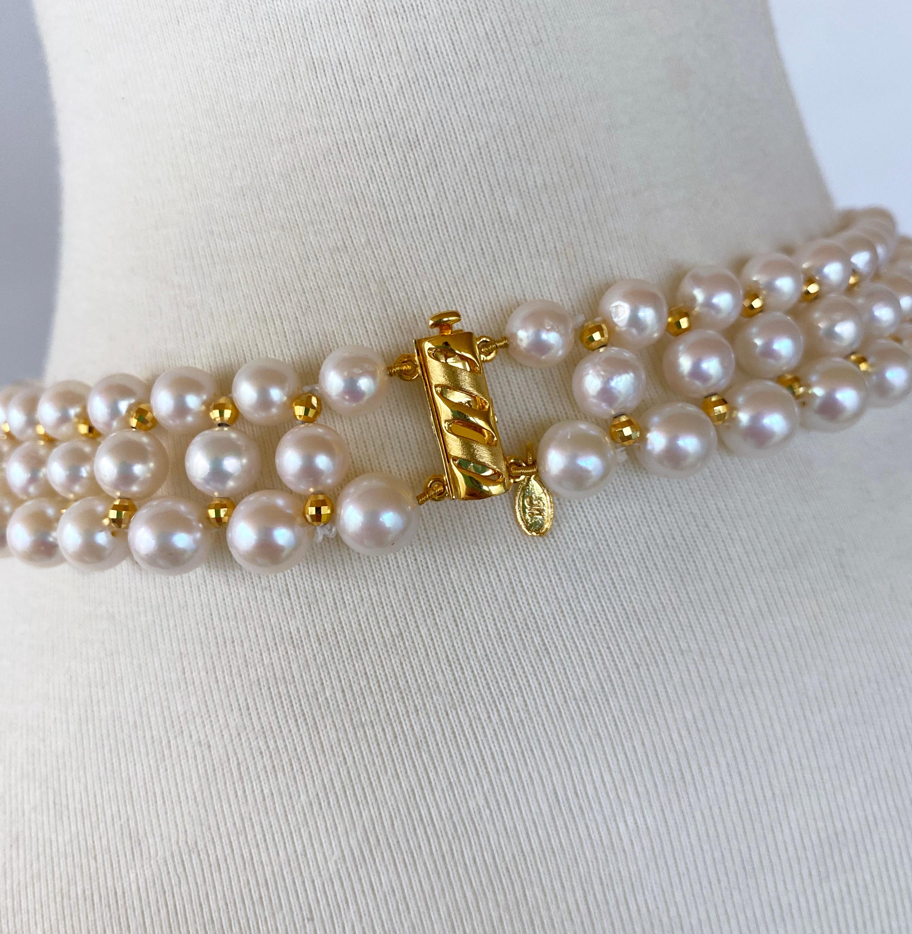 Perle Marina J. Collier tissé de perles avec trouvailles et fermoir à facettes en or jaune 14 carats en vente