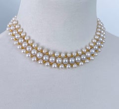 Marina J. Pearl Woven Necklace with 18k Plated Faceted Beads