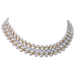 Marina J. Collier tissé de perles facettées plaqué 18 carats
