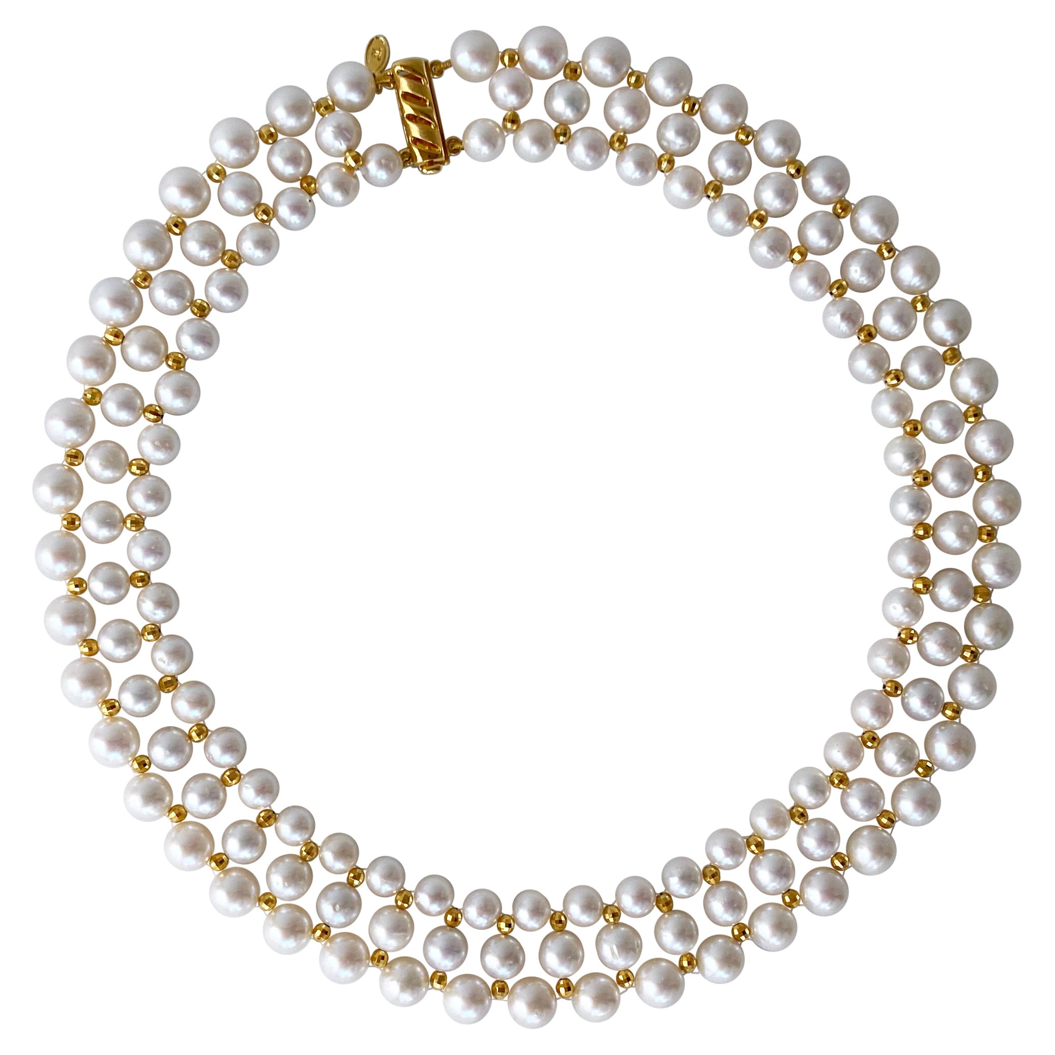 Marina J. Collier tissé de perles et fermoir en or jaune 18 carats