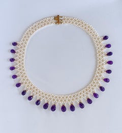 Marina J. Pearl Woven Necklace with Amethyst & 14k Yellow Gold
