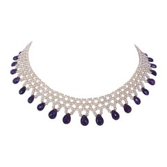 Marina J. Pearl Woven Necklace with Amethyst & 14k Yellow Gold