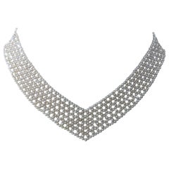 Marina J. Pearl Woven "V" Necklace with Adjustable 14k Clasp