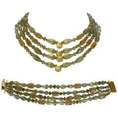 Marina J. Peridot, Citrine and Lemon Quartz Multi Piece Necklace and Bracelet