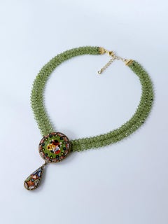 Marina J. Peridot, Mosaic & 18k Gold Plated Woven Necklace