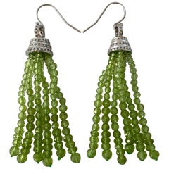 Marina J. Peridot Tassel Earrings with Diamonds