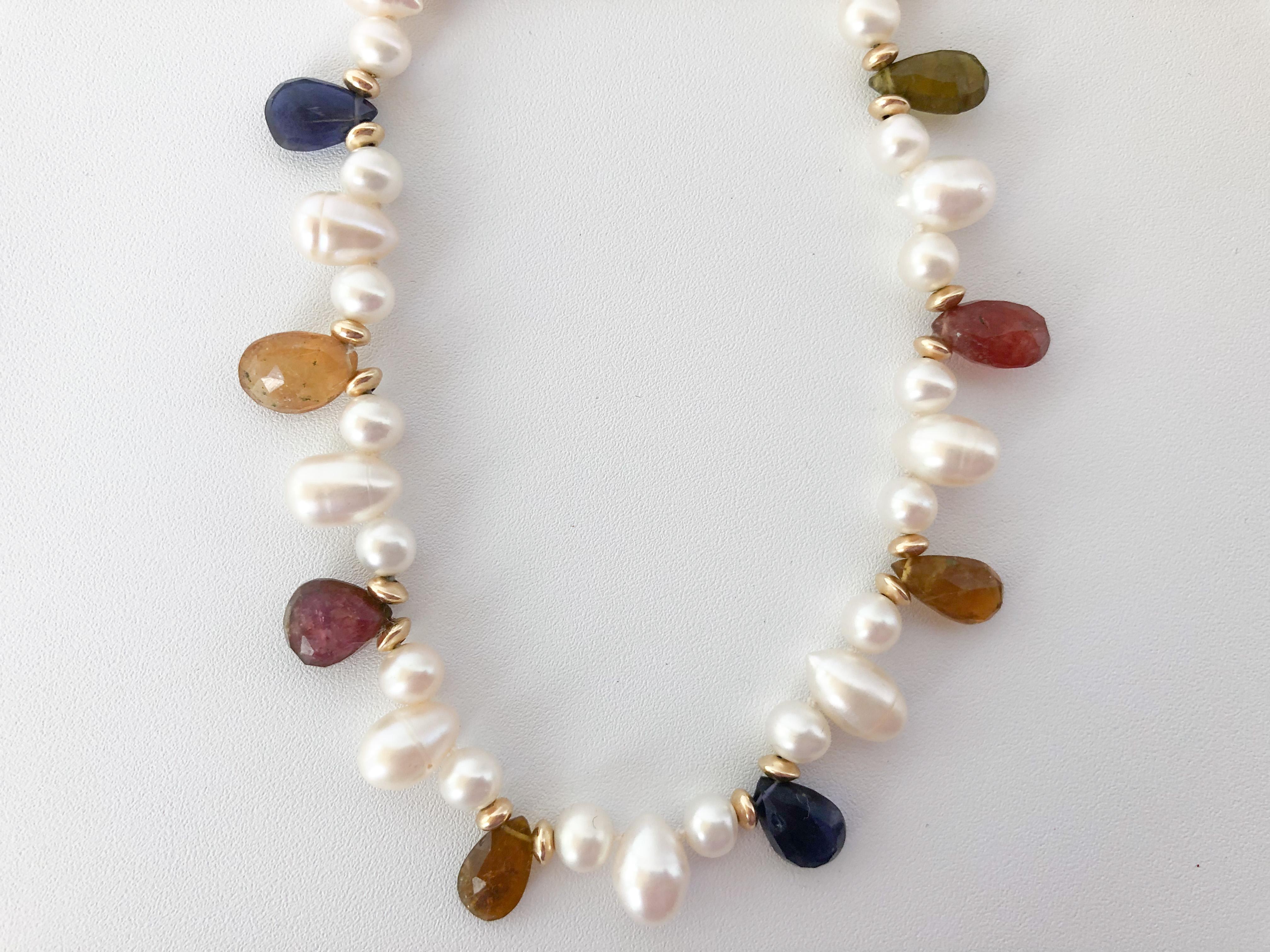 Brilliant Cut Marina J. Pet Collar/Necklace with Real Pearls, Iolite, Kyanite and Tourmaline For Sale