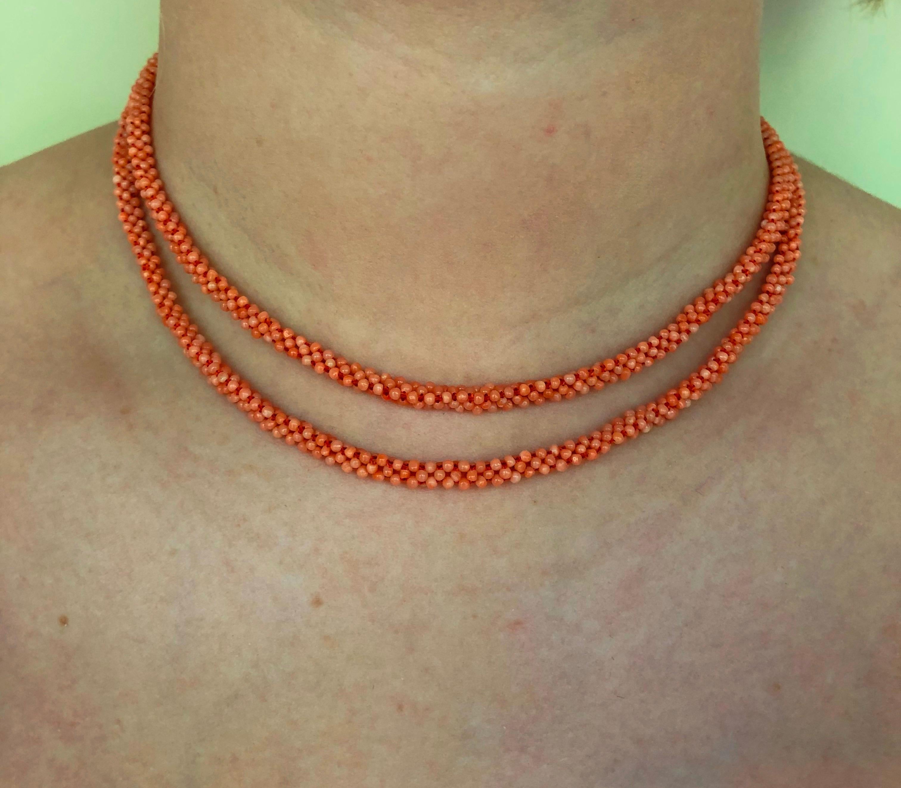 Marina J. Pink Coral Necklace with Two-Tone Coral Diamond Encrusted Tassel 4